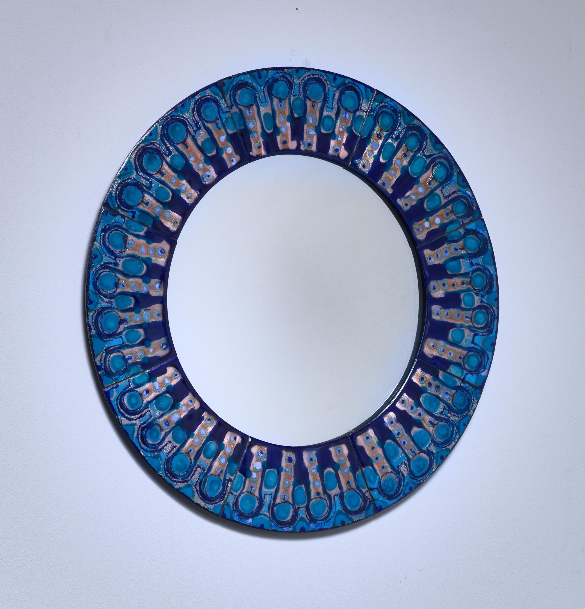 Scandinavian Modern Bodil Eje Enameled Copper Wall Mirror, Denmark For Sale