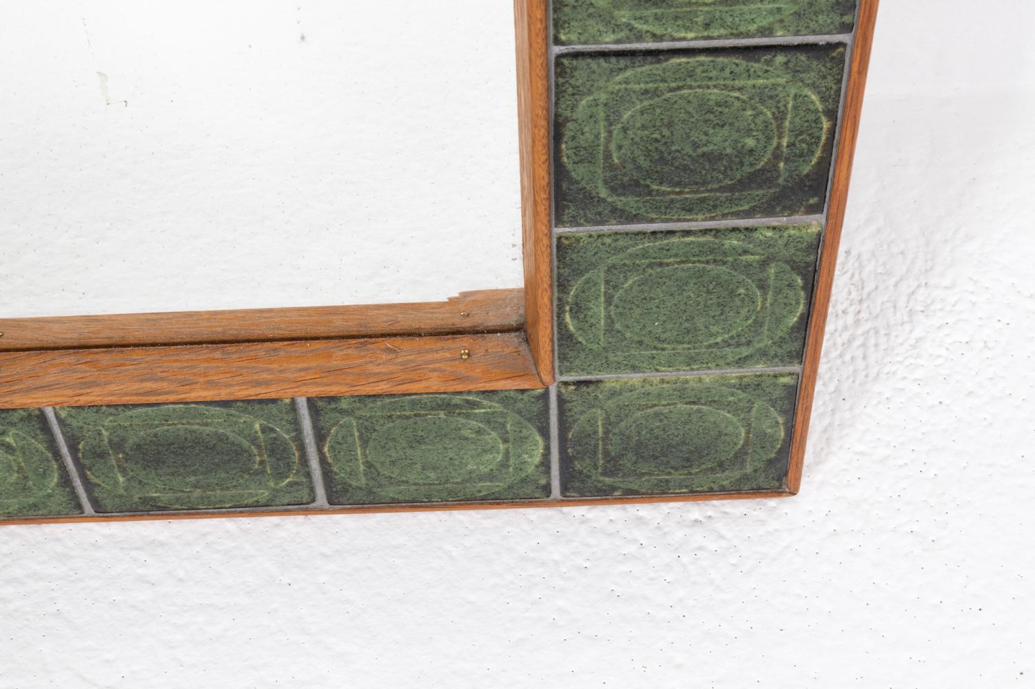 Bodil Eje-Style Danish Mid-Century Ceramic Tile Wall Mirror & Shelf For Sale 8