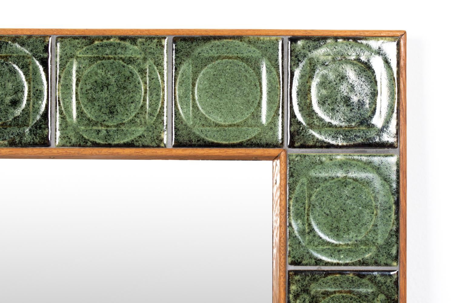 Bodil Eje-Style Danish Mid-Century Ceramic Tile Wall Mirror & Shelf For Sale 4