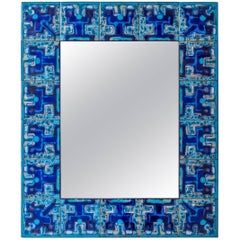 Bodil Eje, Unique Blue, Turquoise and Indigo Enameled Copper Wall Mirror