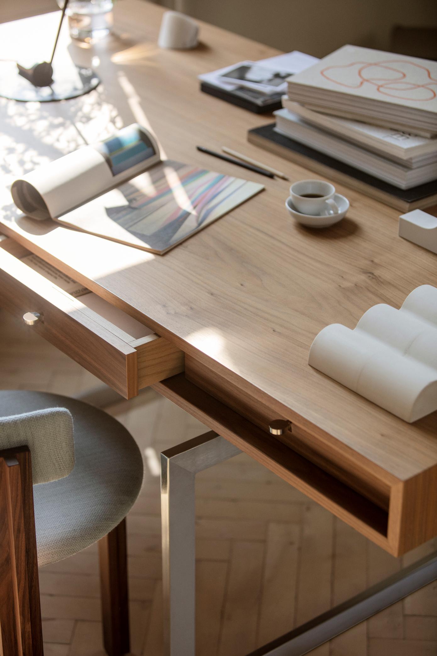 Bodil Kjaer, 1959 Dark Grey And Walnut Office Desk For Karakter For Sale 1