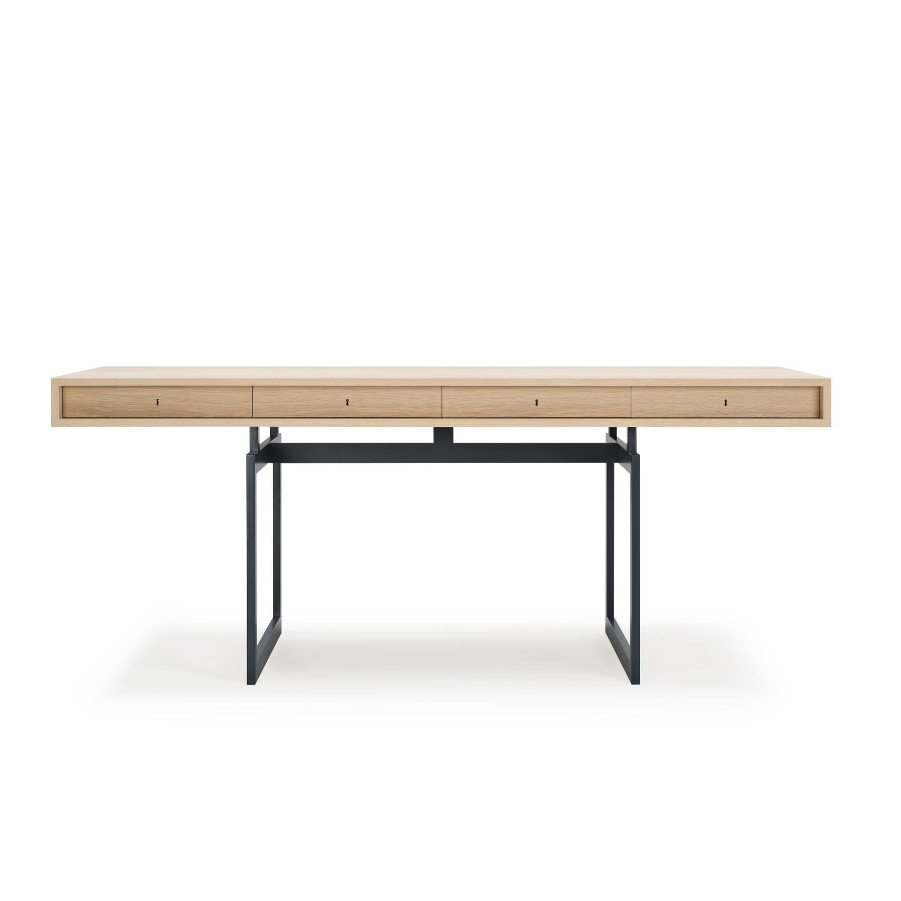 Mid-Century Modern Bodil Kjaer, 1959 Dark Grey And White Stained Oak Office Desk For Karakter For Sale
