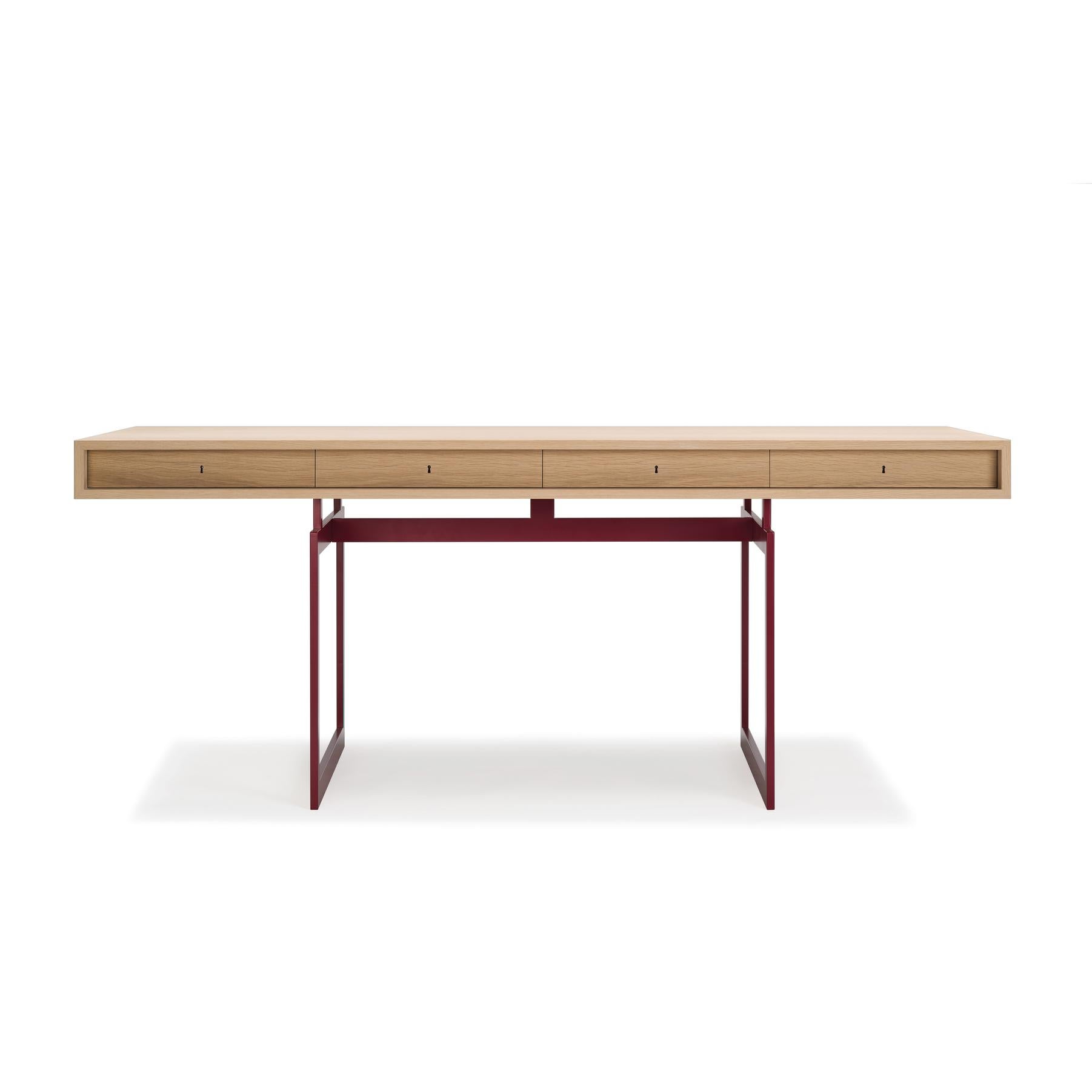 Bodil Kjaer, 1959 Bürotisch aus roter und natürlicher Eiche für Karakter im Zustand „Neu“ im Angebot in Barcelona, Barcelona
