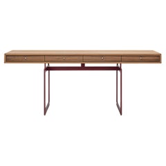 Bodil Kjaer, 1959 Escritorio de oficina rojo y nogal para Karakter