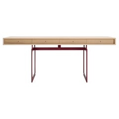Bodil Kjaer, 1959 Escritorio de oficina de roble teñido de rojo y blanco para Karakter