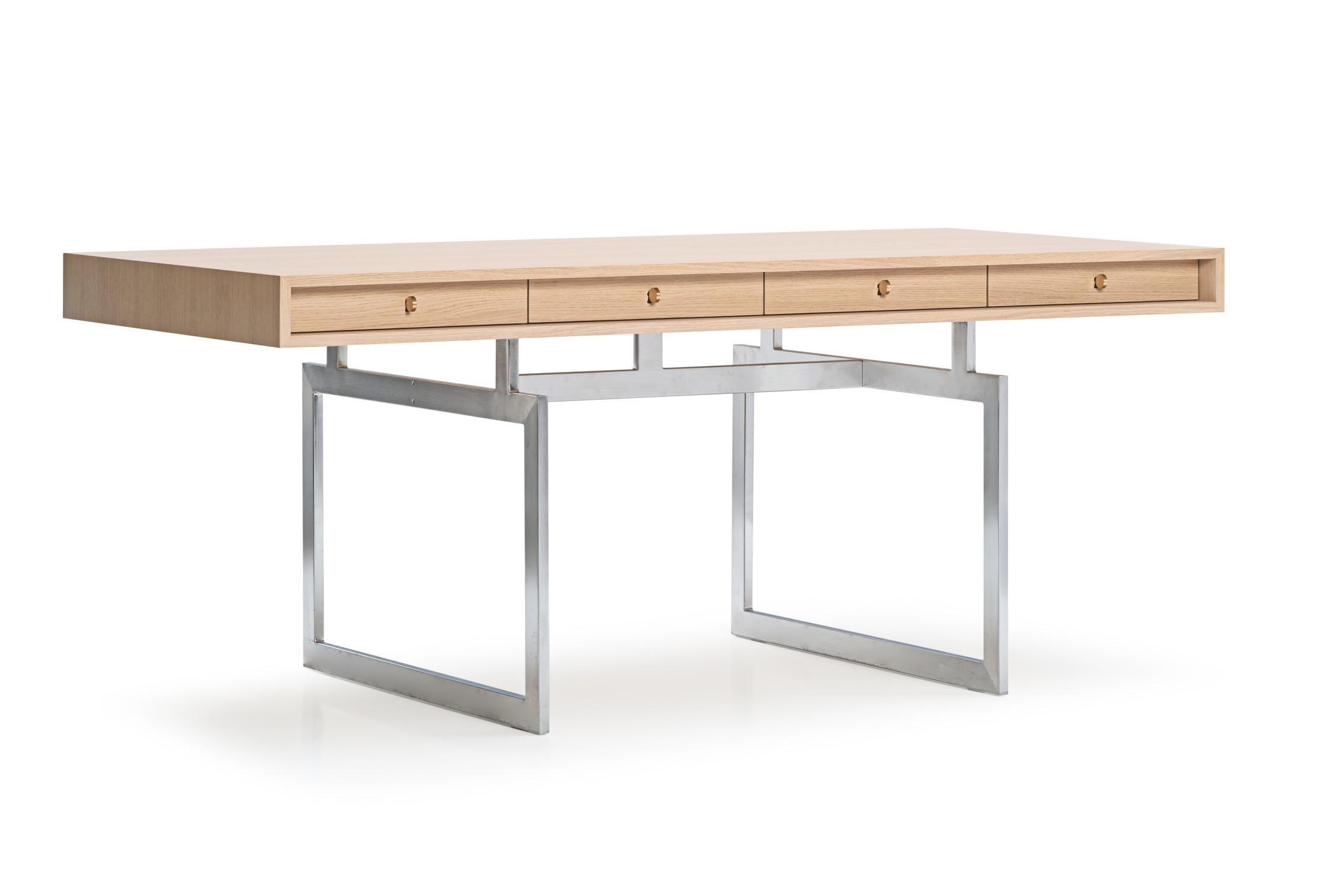Bodil Kjaer, Bürotisch aus Edelstahl und Eiche aus Natureiche für Karakter, 1959 (Moderne der Mitte des Jahrhunderts) im Angebot