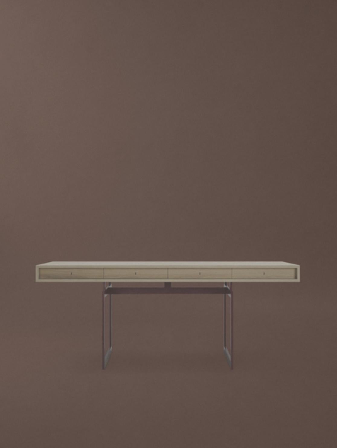 Bodil Kjaer, Bürotisch aus Edelstahl und Eiche aus Natureiche für Karakter, 1959 im Zustand „Neu“ im Angebot in Barcelona, Barcelona