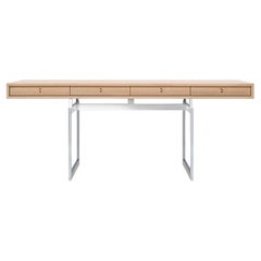 Bodil Kjaer, 1959 Stainless Steel And Natural Oak Office Desk For Karakter
