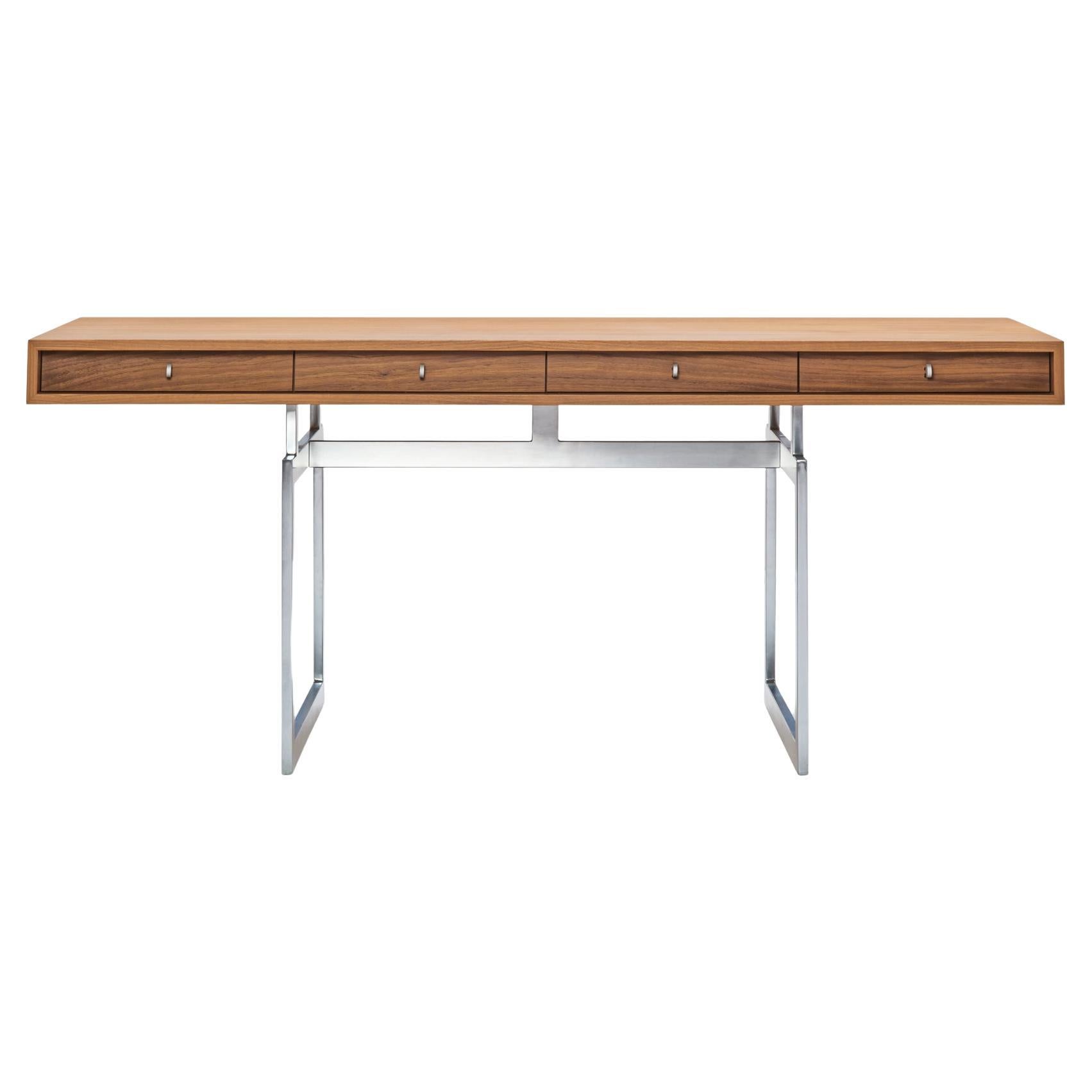 Bodil Kjaer, Bürotisch aus Edelstahl und Nussbaumholz für Karakter, 1959