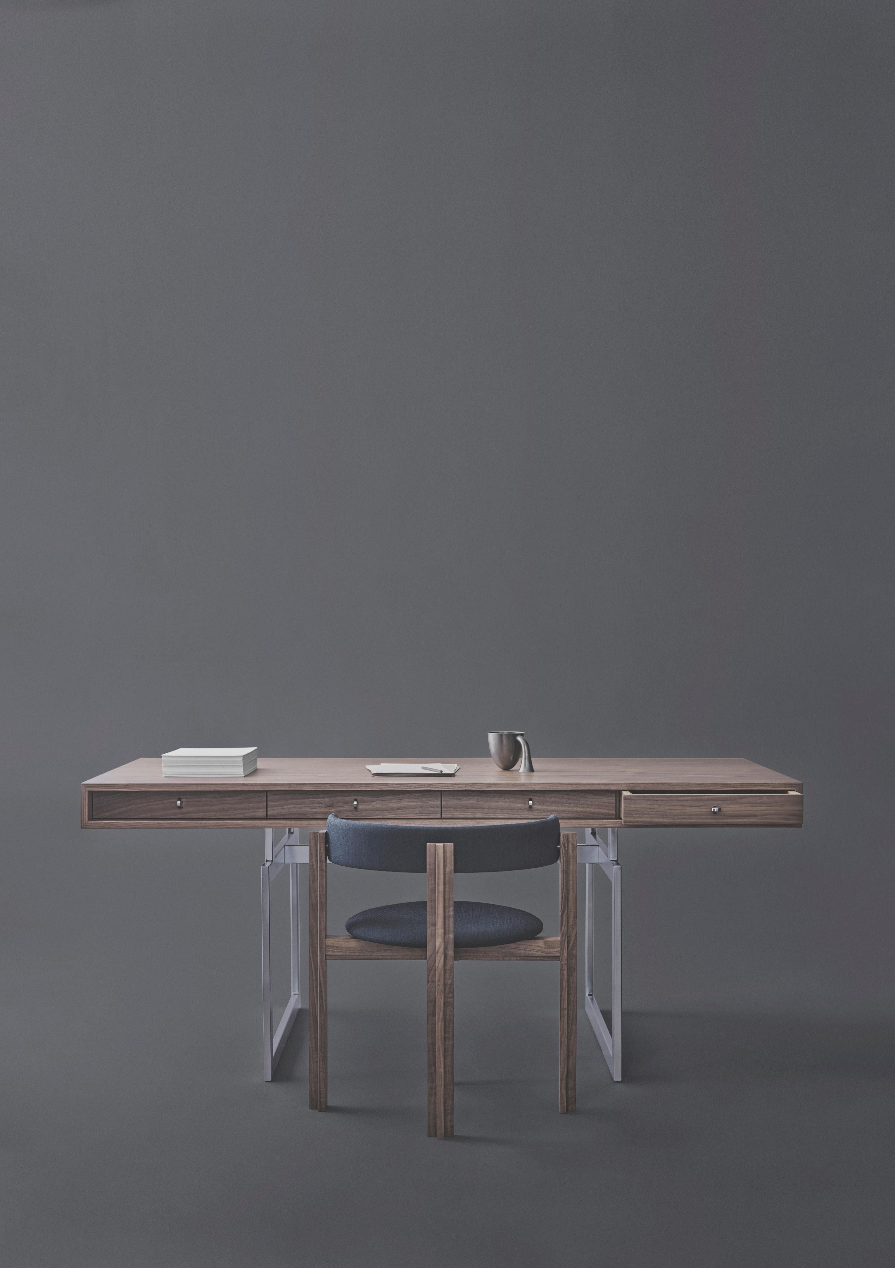 Bodil Kjaer, 1959 Stainless Steel And White Stained Oak Office Desk For Karakter For Sale 4