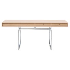 Bodil Kjaer, 1959 Stainless Steel And White Stained Oak Office Desk For Karakter