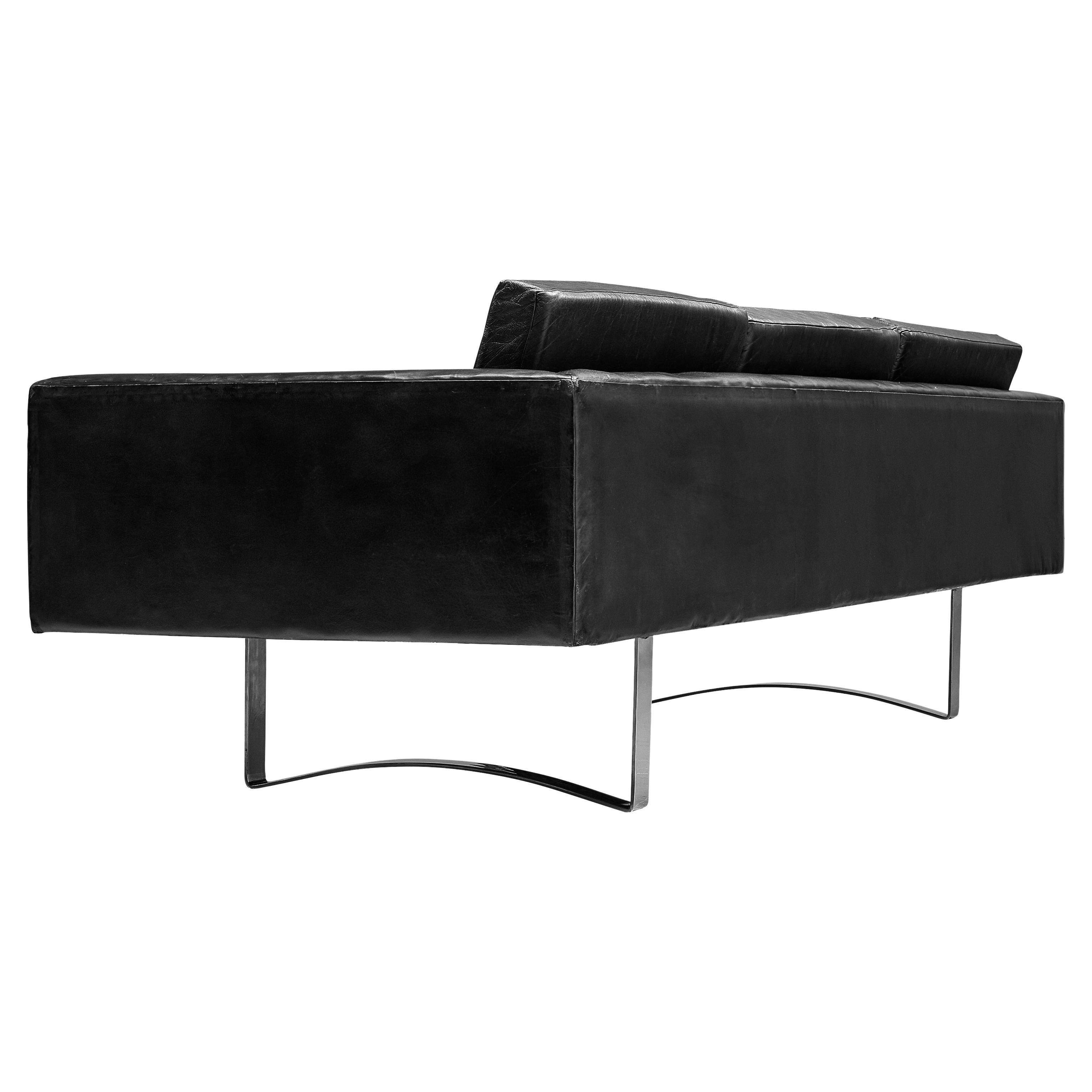 Bodil Kjaer Sofa aus schwarzem Leder und Stahl