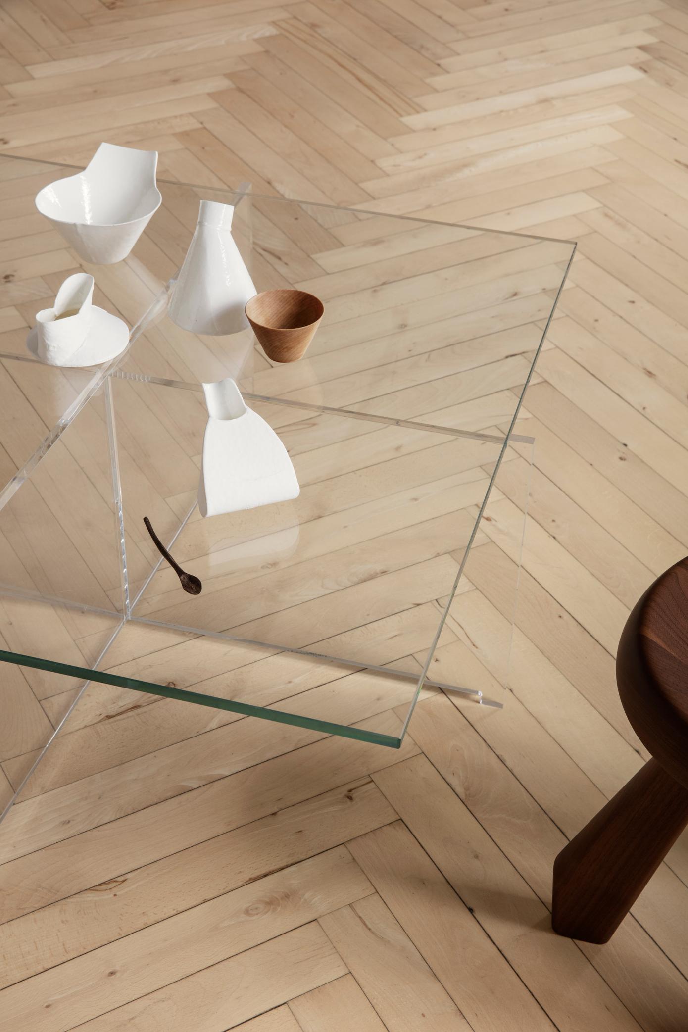 Glass Bodil Kjaer Cross Plex Table For Karakter For Sale