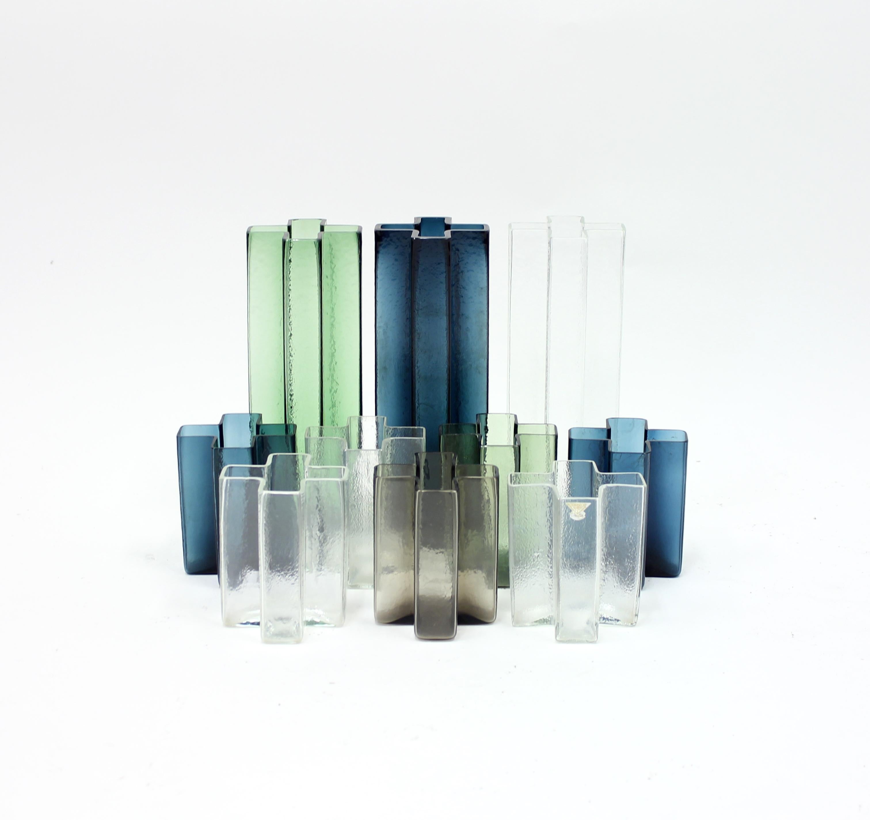 Glass Bodil Kjaer, Cross vases for Gullaskruf, set of 10, 1960s
