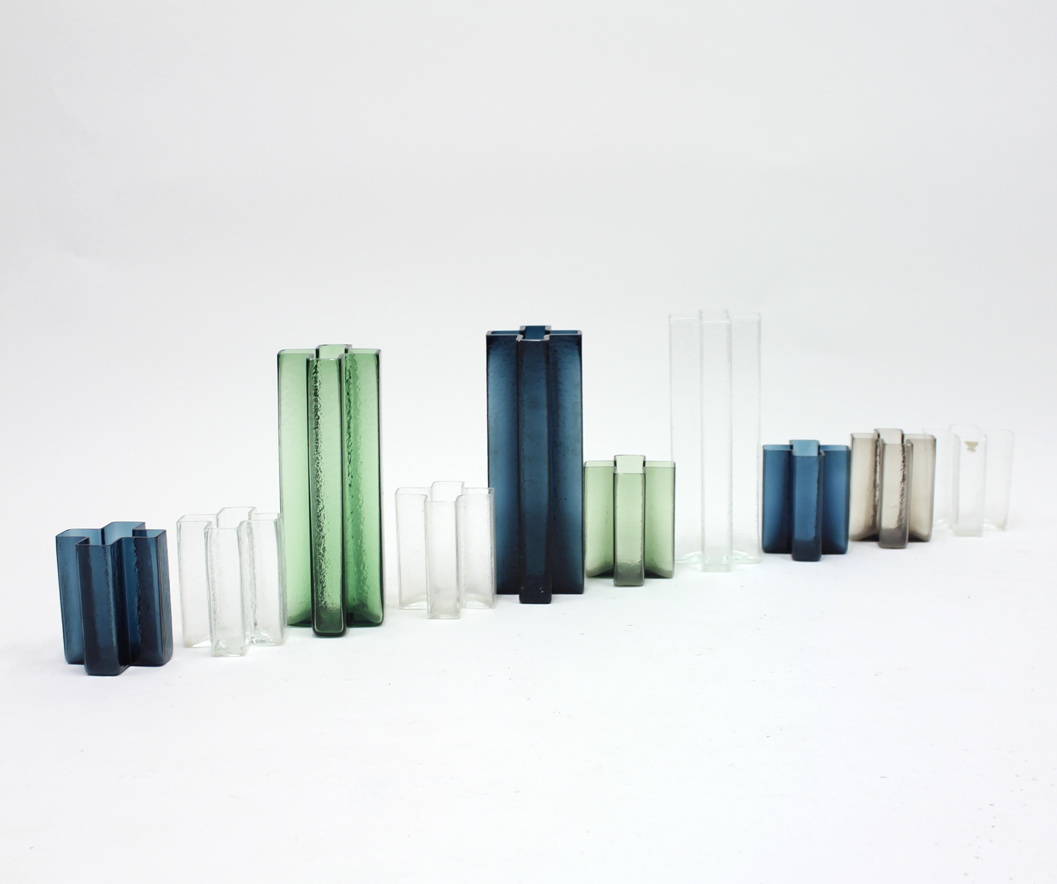 Bodil Kjaer, Cross vases for Gullaskruf, set of 10, 1960s 1
