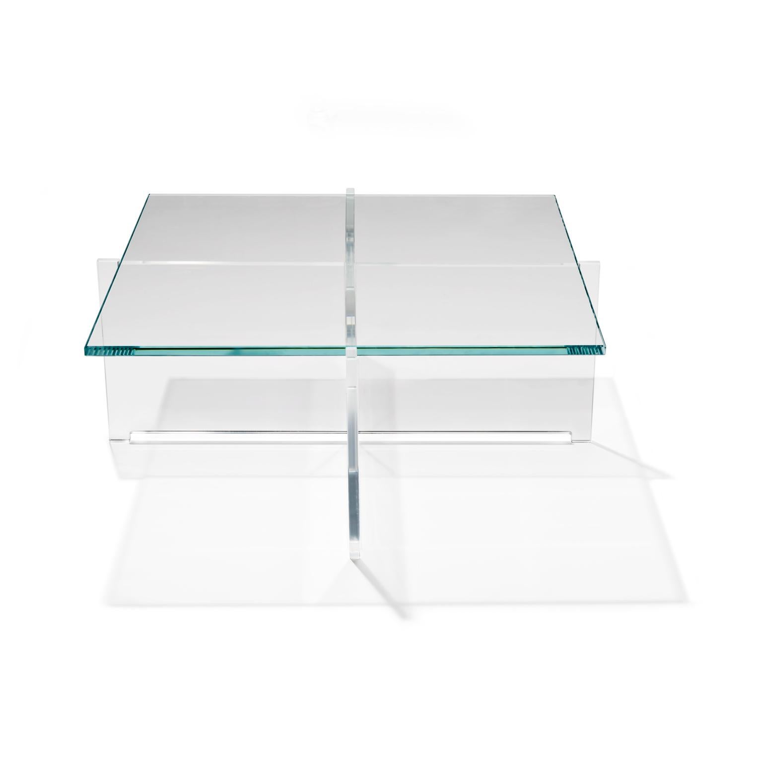 Mid-Century Modern Bodil Kjær 'Crossplex Low Table', Polycarbonate and Glass by Karakter For Sale