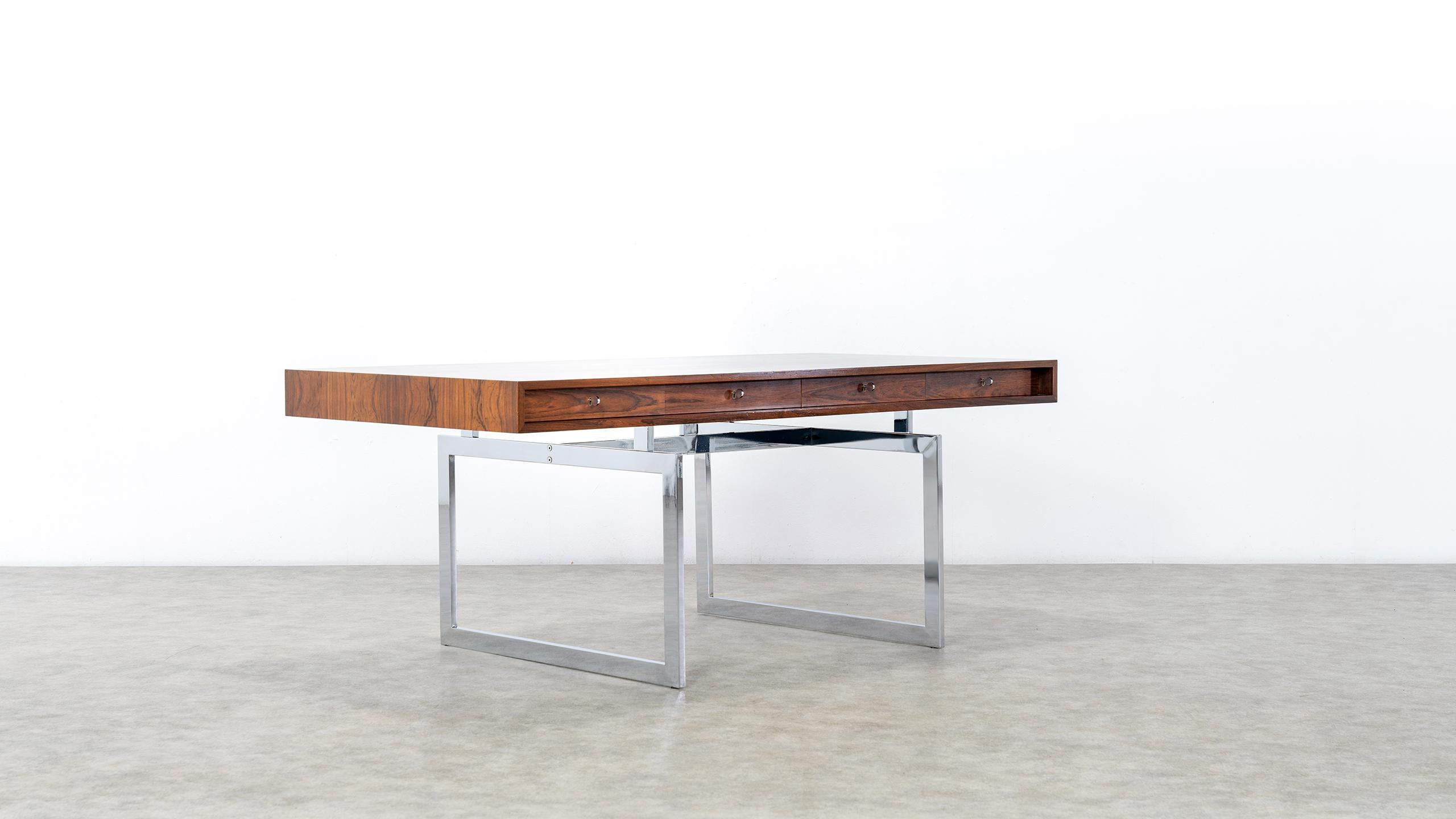 Danish Bodil Kjaer Desk, Certified Rio Rosewood, Table, 1959 E. Pedersen & Søn Denmark