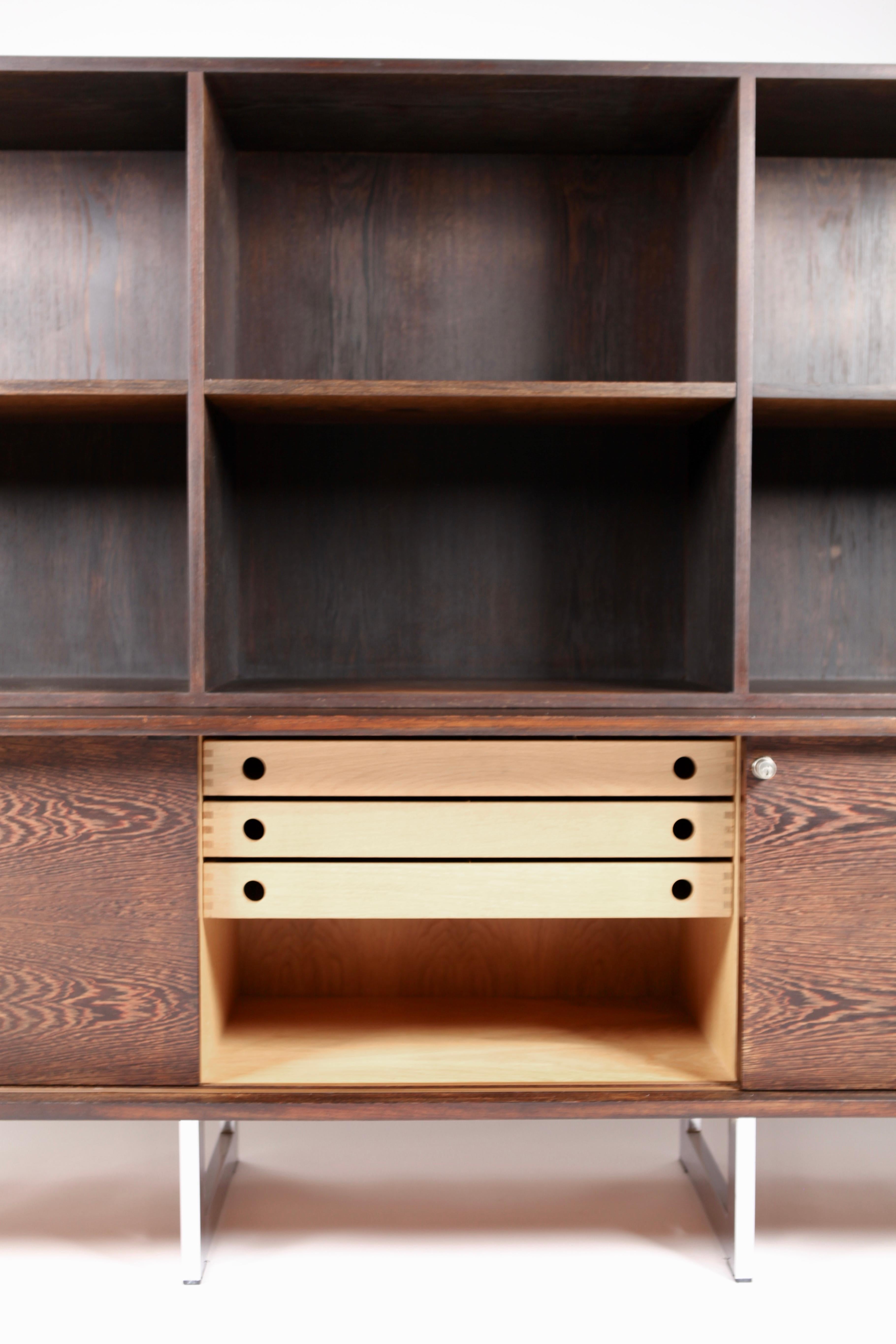 Danish Bodil Kjær, Freestanding Sideboard with Bookshelf in Wenge, 1960s