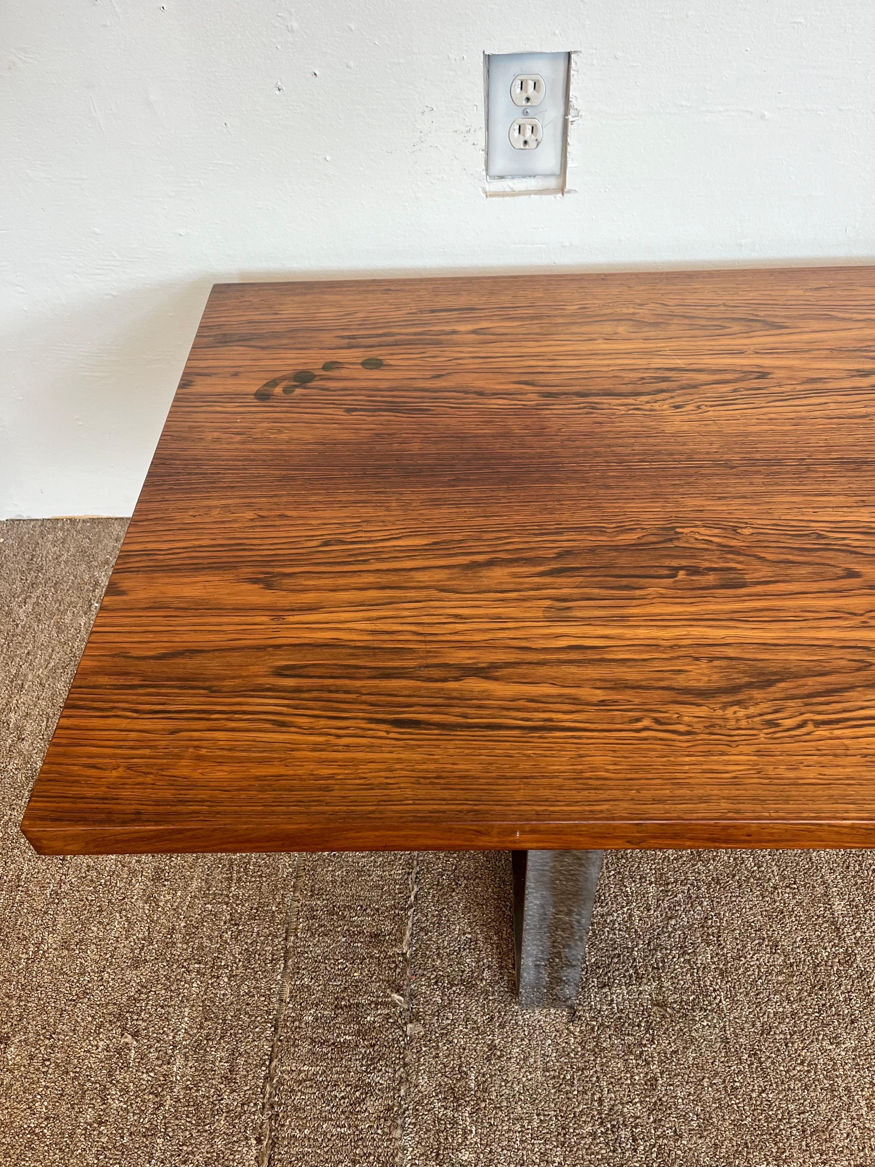 Bodil Kjaer for E. Pedersen Danish Modern Bench or Coffee Table Wood and Chrome For Sale 6