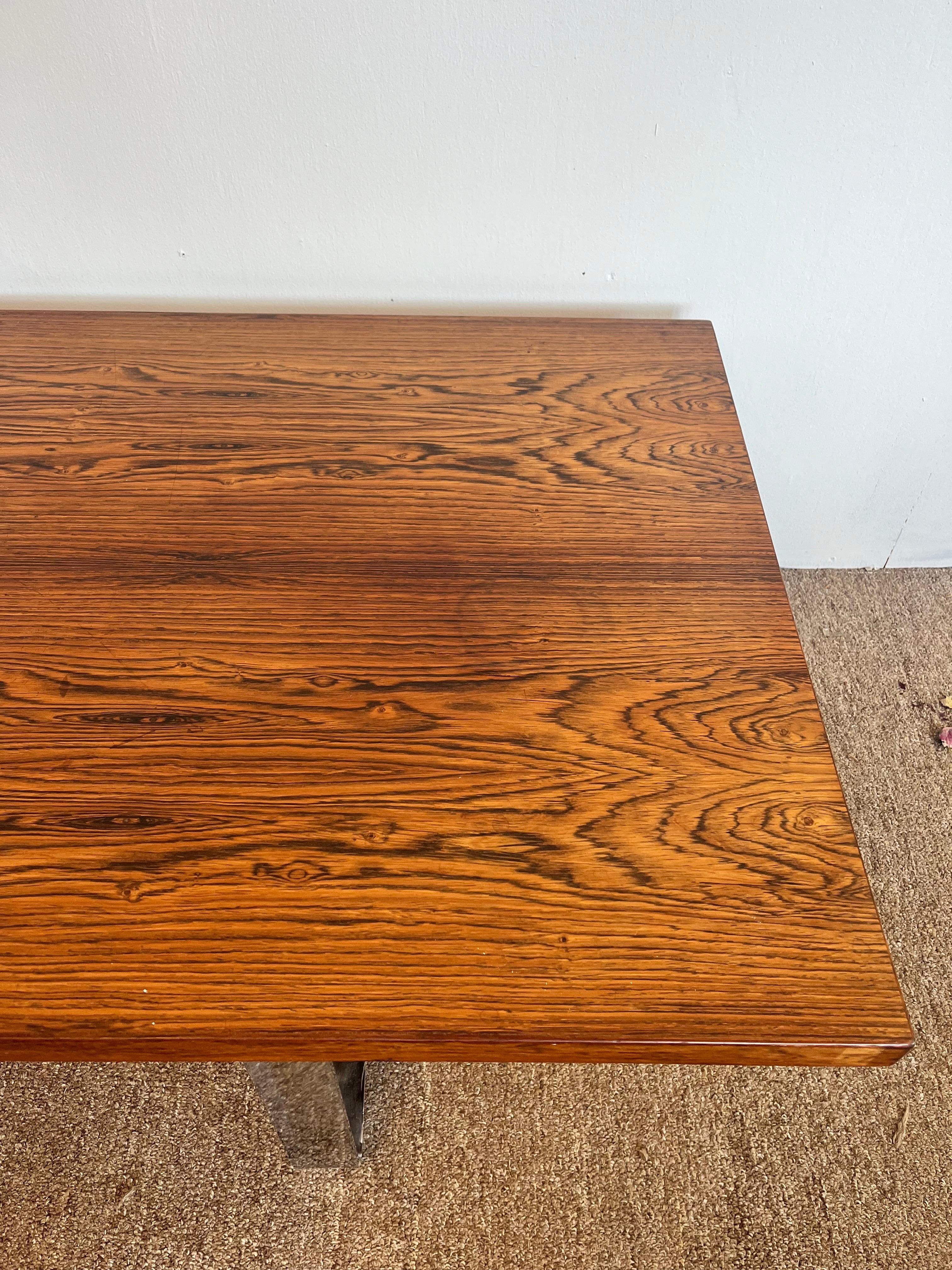 Bodil Kjaer for E. Pedersen Danish Modern Bench or Coffee Table Wood and Chrome For Sale 7