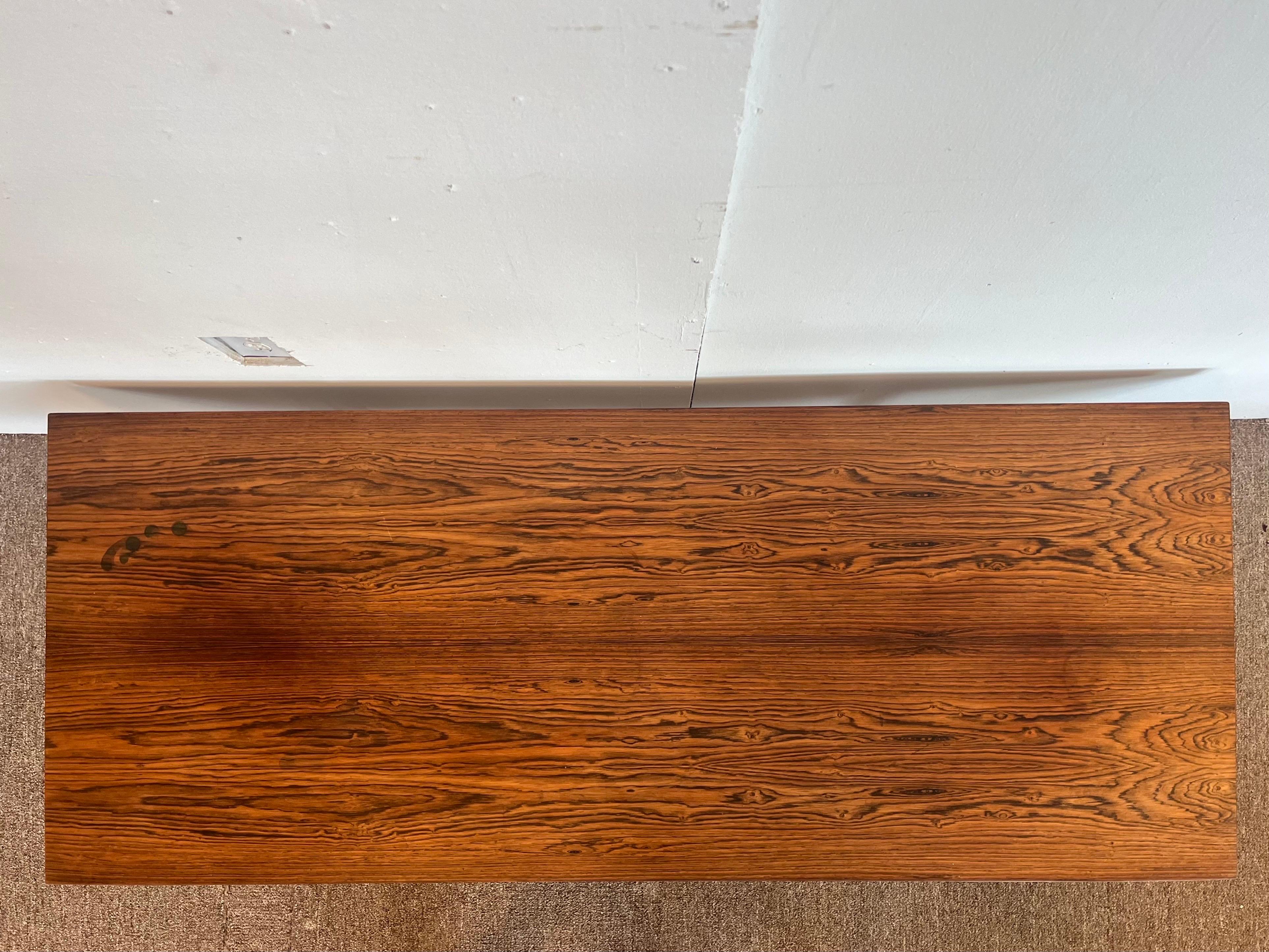 Bodil Kjaer for E. Pedersen Danish Modern Bench or Coffee Table Wood and Chrome For Sale 8