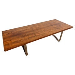 Used Bodil Kjaer for E. Pedersen Danish Modern Bench or Coffee Table Wood and Chrome
