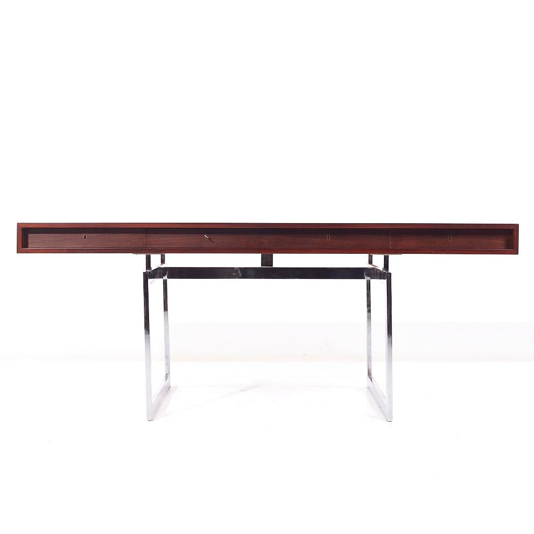 Bodil Kjaer for E Pedersen & Son MCM Brazilian Rosewood and Chrome Desk 5