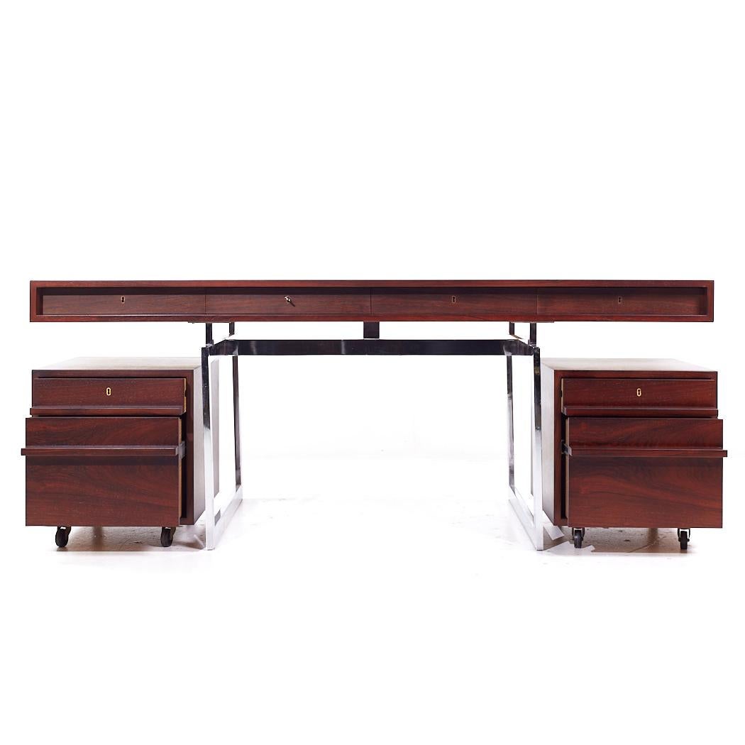 Bodil Kjaer for E Pedersen & Son MCM Brazilian Rosewood and Chrome Desk 6