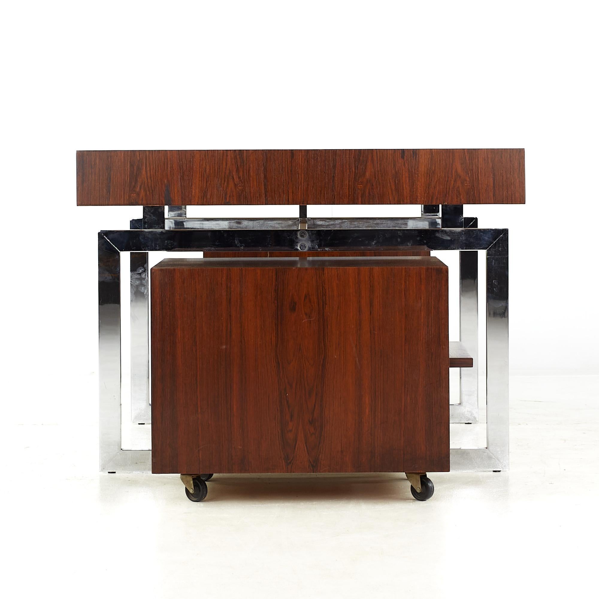 Bodil Kjaer for E Pedersen & Son MCM Brazilian Rosewood and Chrome Desk In Good Condition For Sale In Countryside, IL