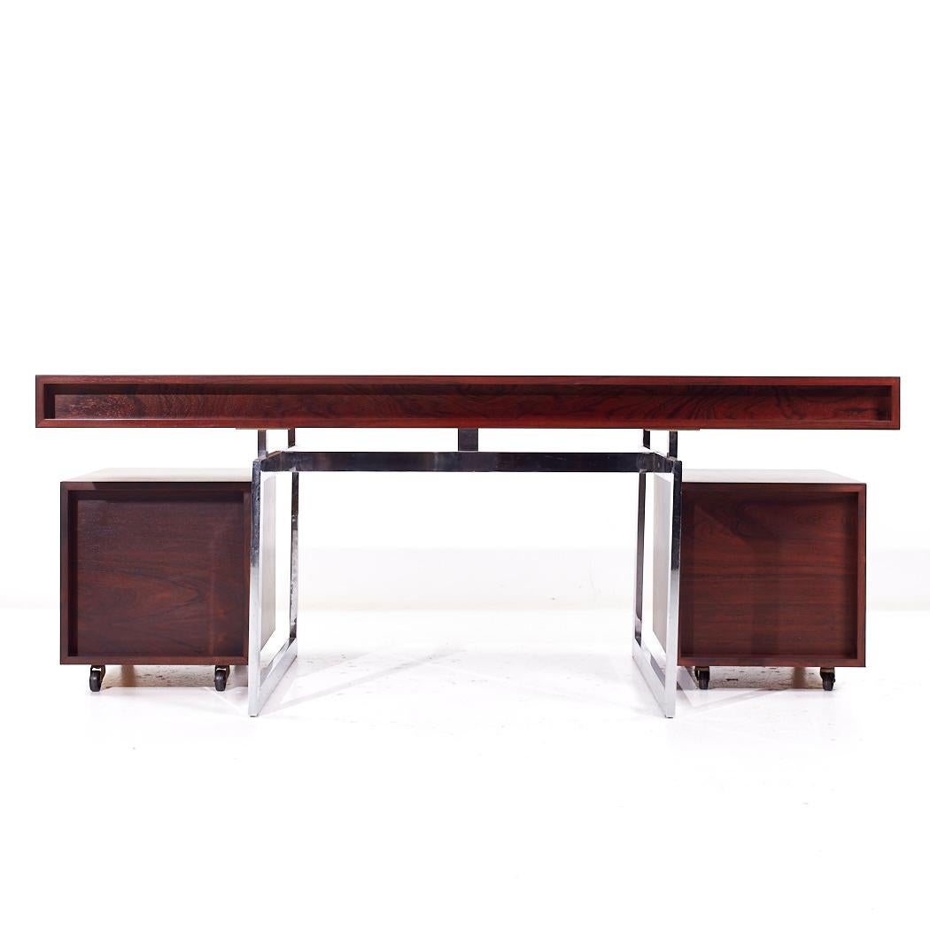 Late 20th Century Bodil Kjaer for E Pedersen & Son MCM Brazilian Rosewood and Chrome Desk