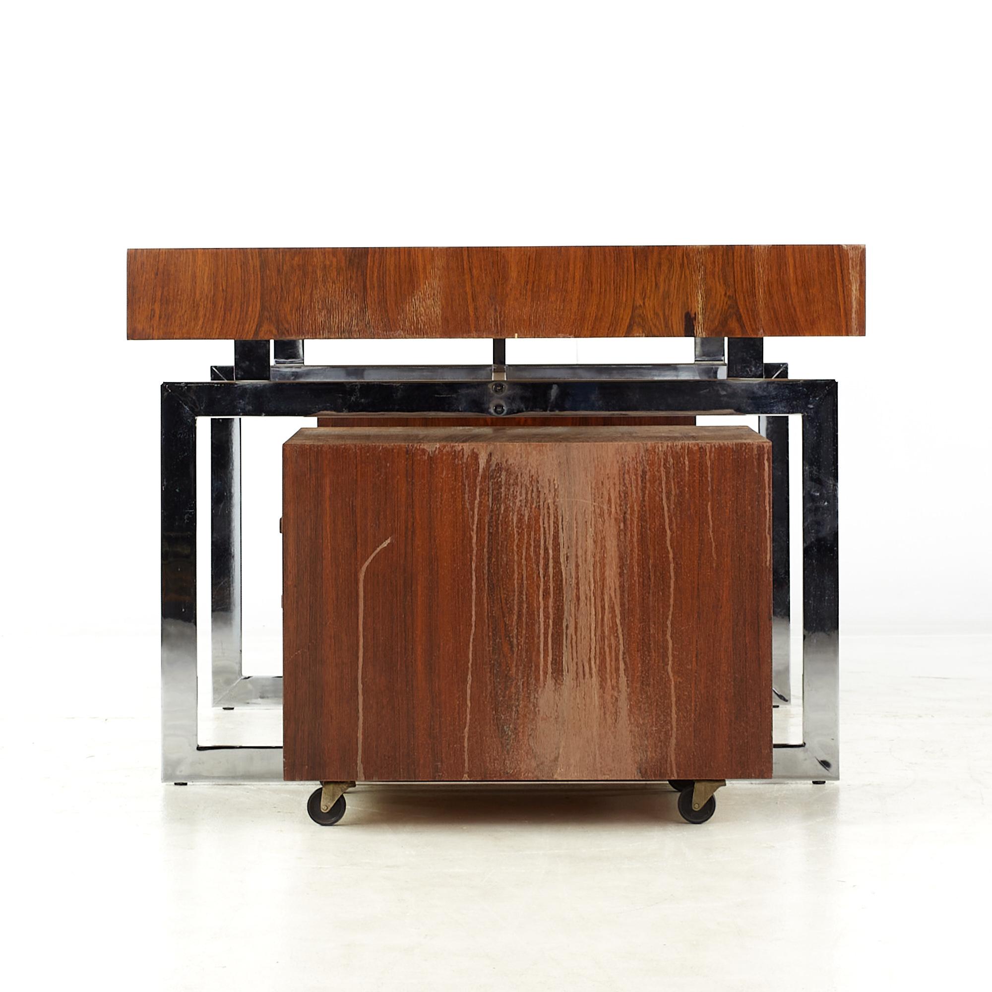 Bodil Kjaer for E Pedersen & Son MCM Brazilian Rosewood and Chrome Desk For Sale 1