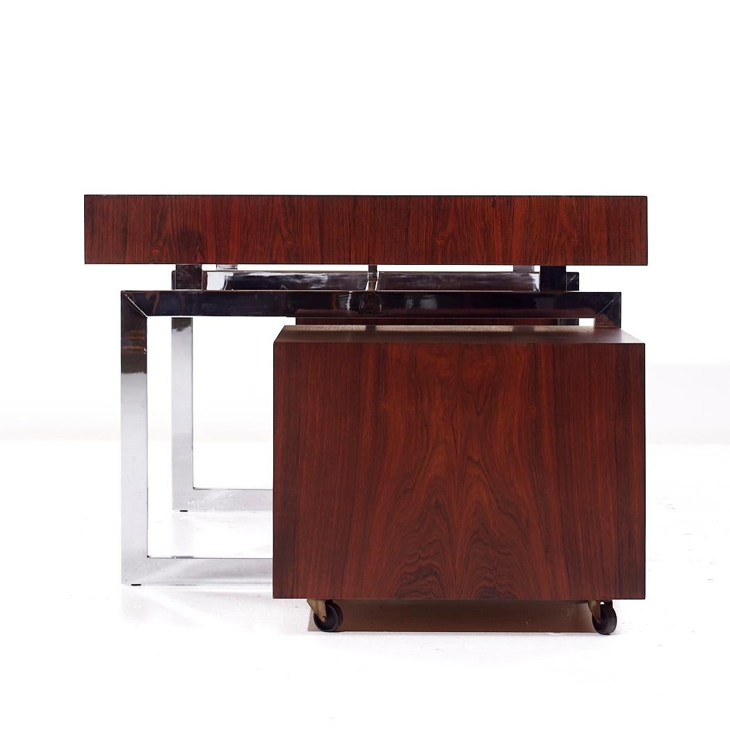 Bodil Kjaer for E Pedersen & Son MCM Brazilian Rosewood and Chrome Desk 1