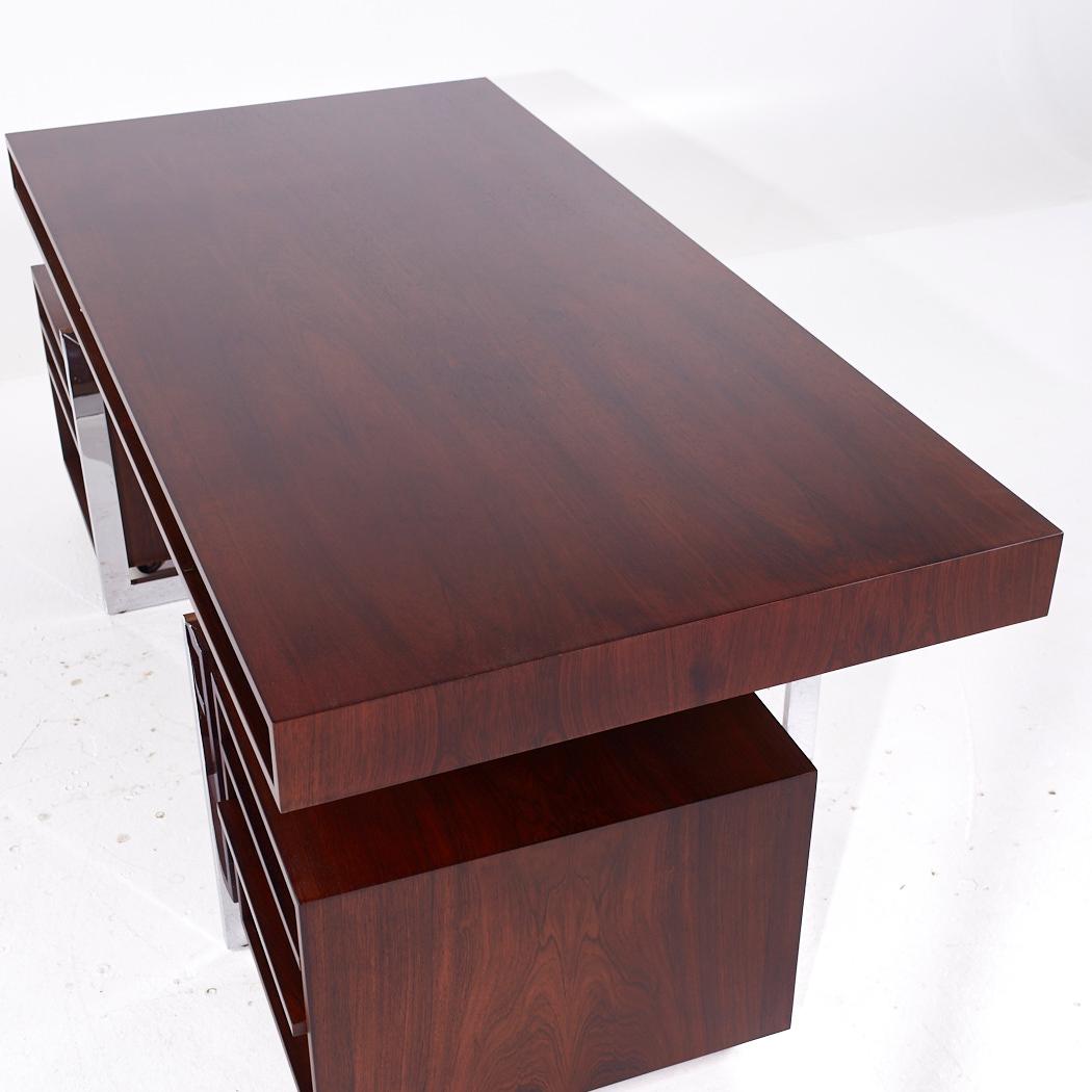 Bodil Kjaer for E Pedersen & Son MCM Brazilian Rosewood and Chrome Desk 2
