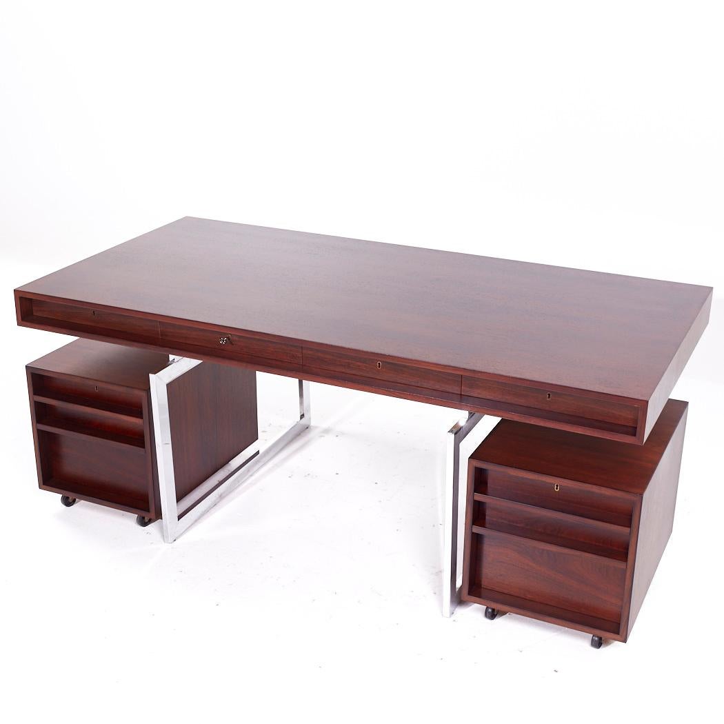 Bodil Kjaer for E Pedersen & Son MCM Brazilian Rosewood and Chrome Desk 3