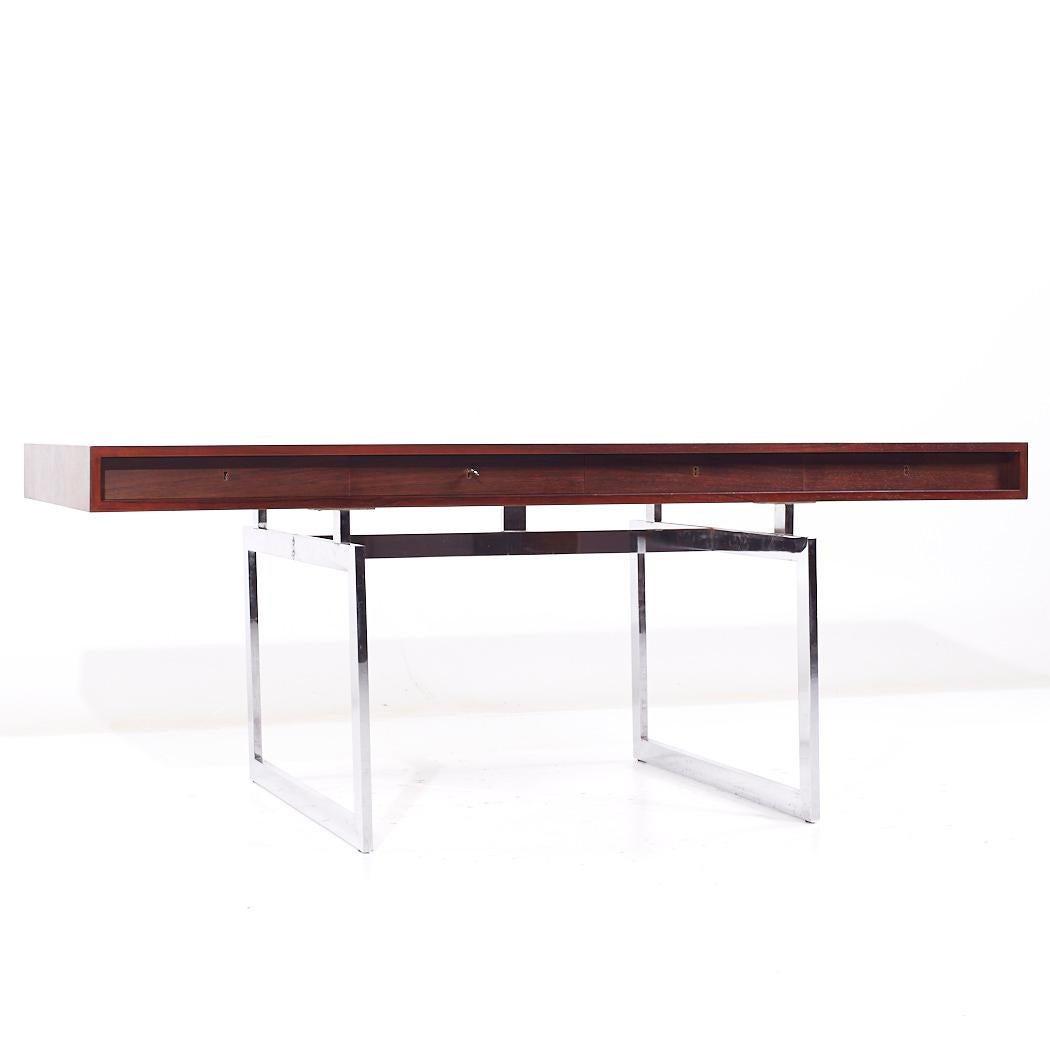 Bodil Kjaer for E Pedersen & Son MCM Brazilian Rosewood and Chrome Desk 4