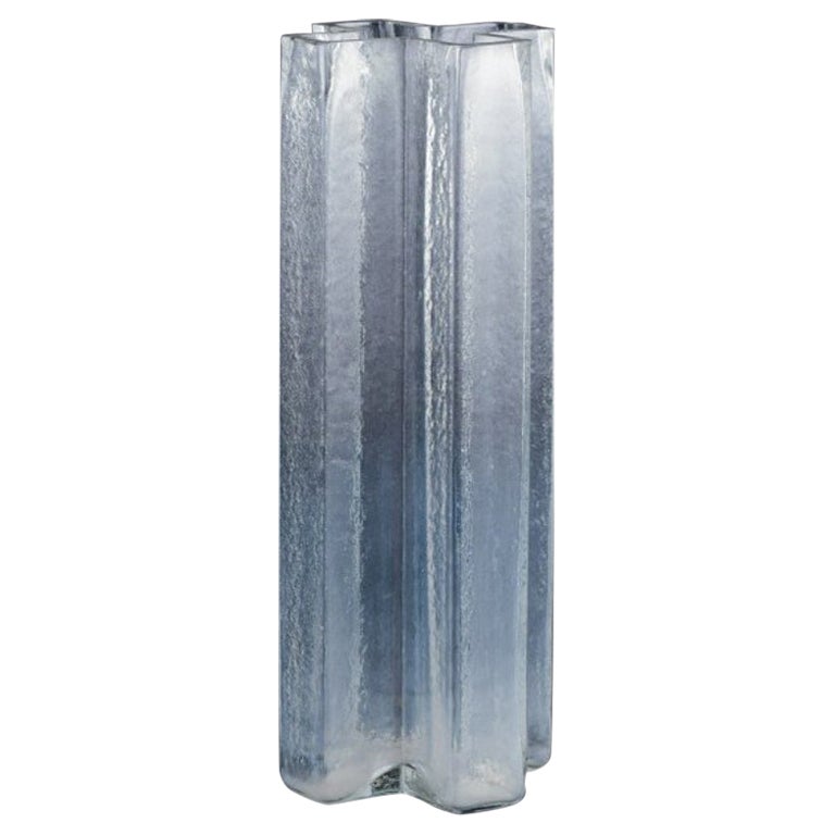 Bodil Kjær for Gullaskruf, Sweden. "Cross" vase in clear art glass.