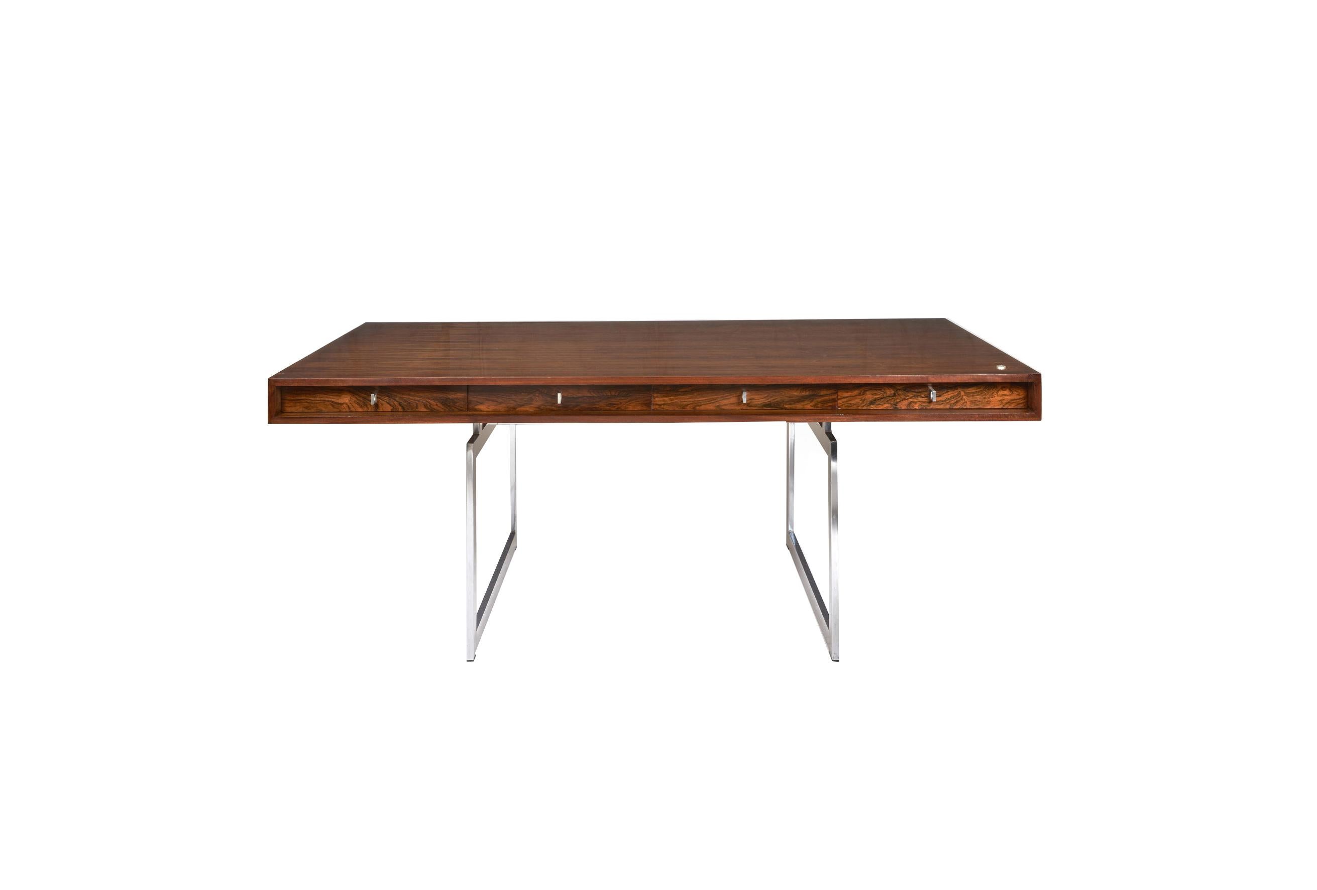 Scandinavian Modern Bodil Kjaer Large Freestanding Rosewood Executive Desk by E. Pedersen & Søn For Sale