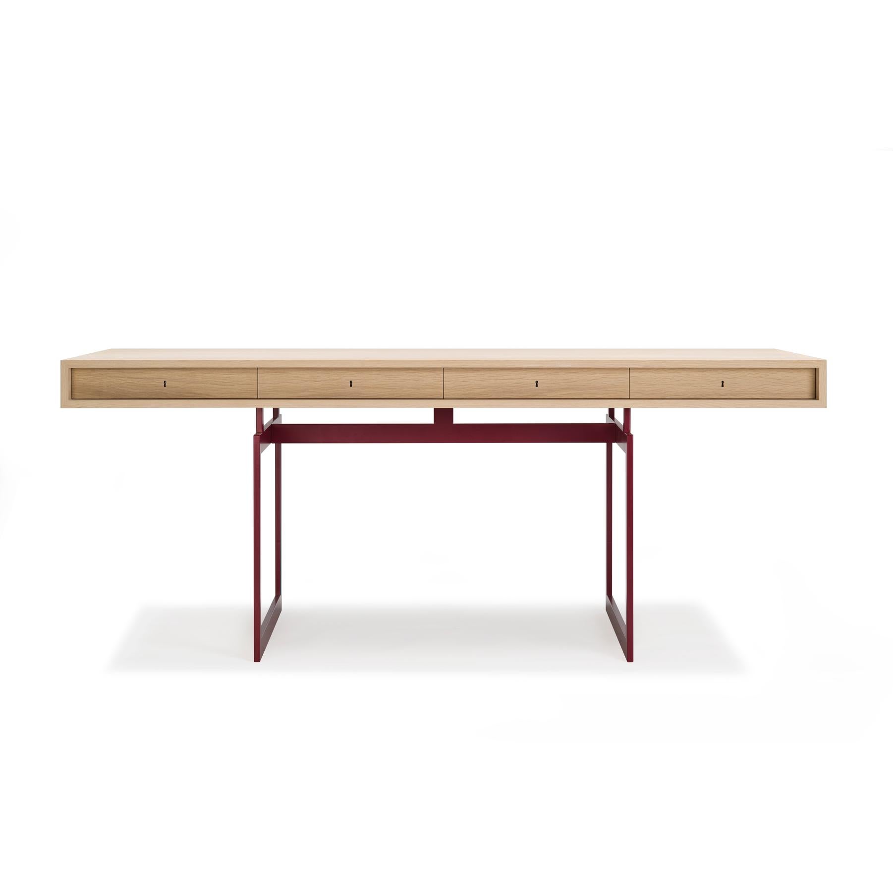 Mid-Century Modern Bodil Kjær Office Desk Table, Wood and Steel by Karakter For Sale