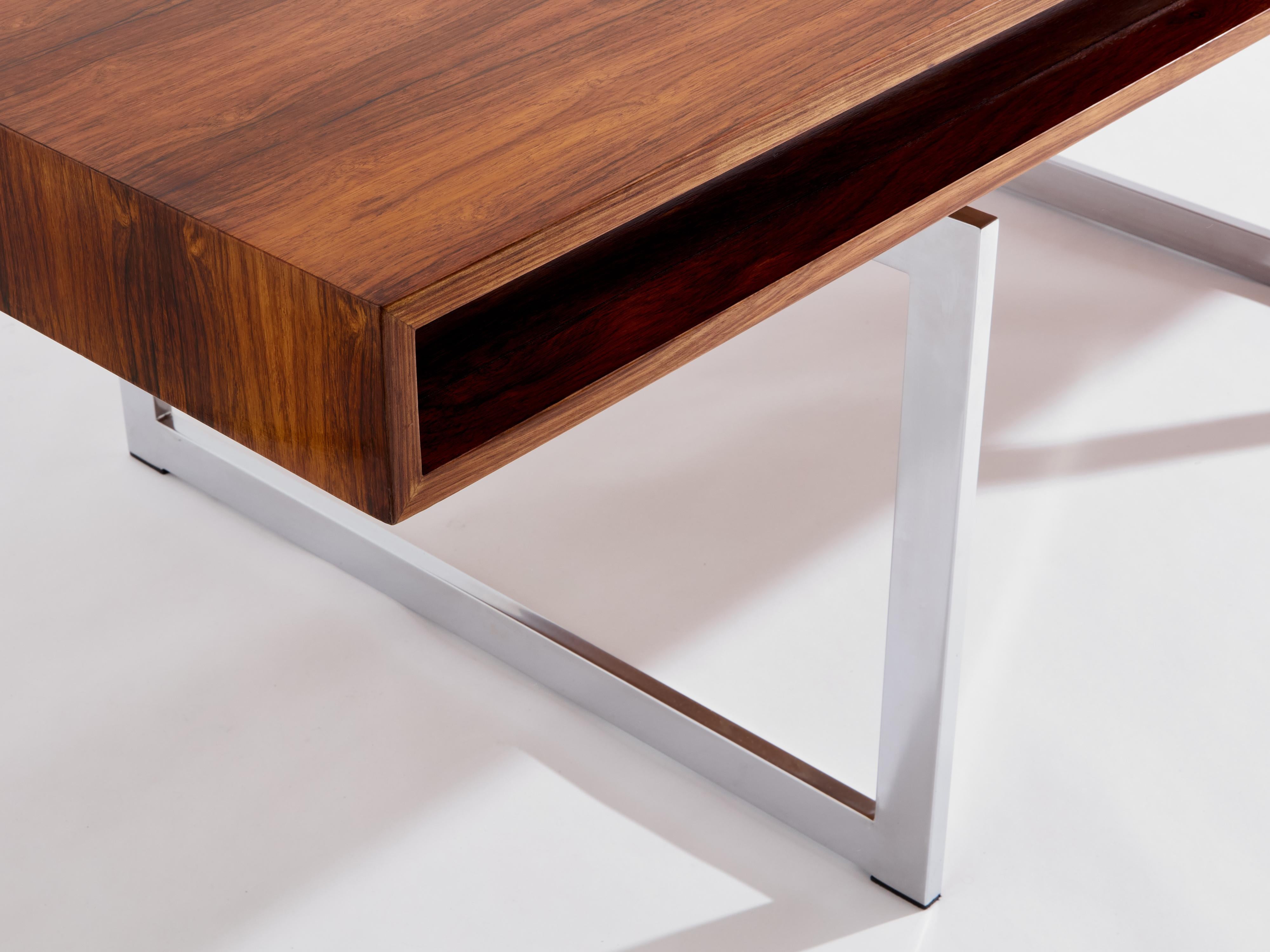 Scrivania in palissandro cromato di Bodil Kjaer con armadietti Danimarca anni '60 in vendita 4