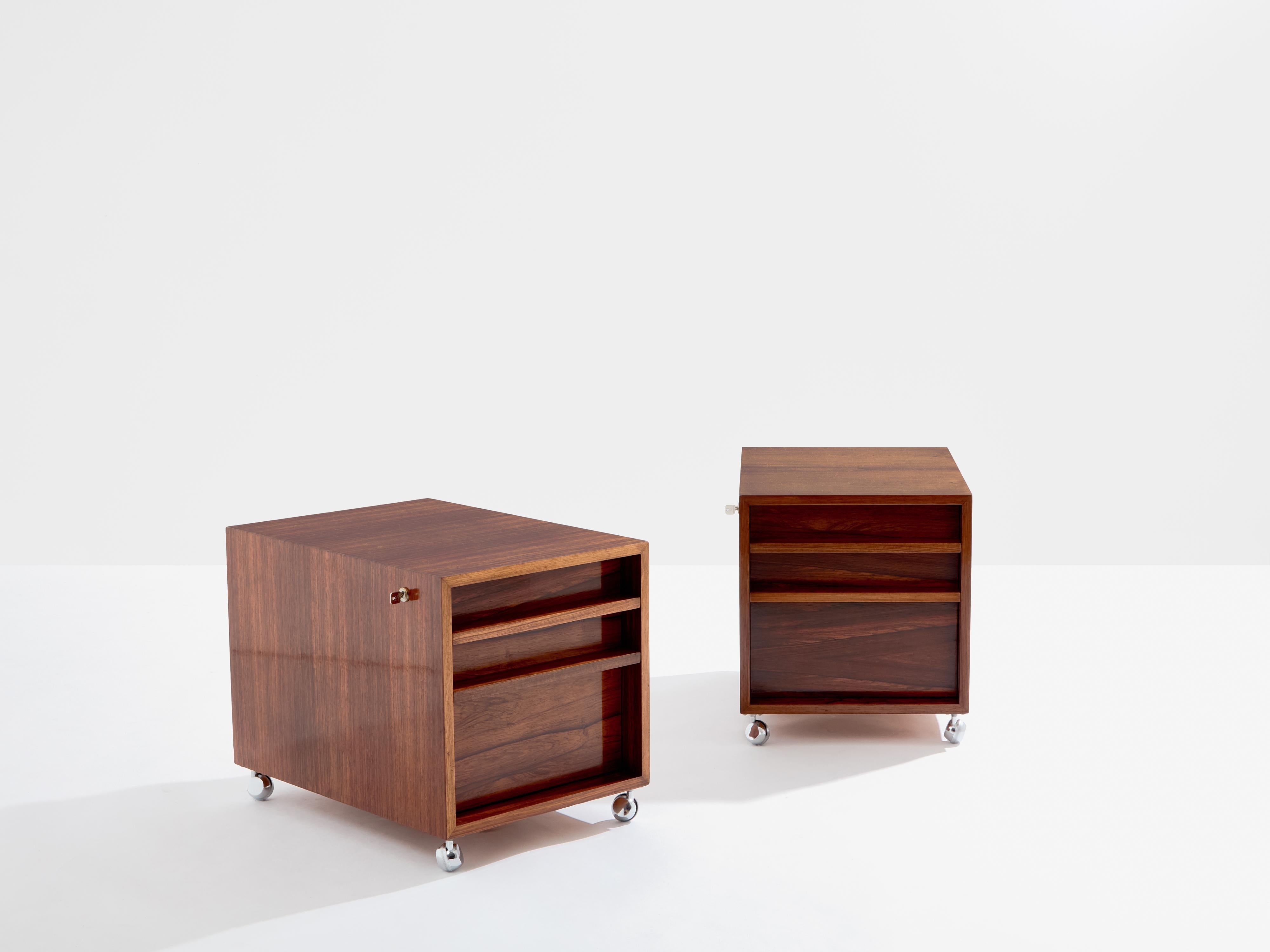 Scrivania in palissandro cromato di Bodil Kjaer con armadietti Danimarca anni '60 in vendita 8