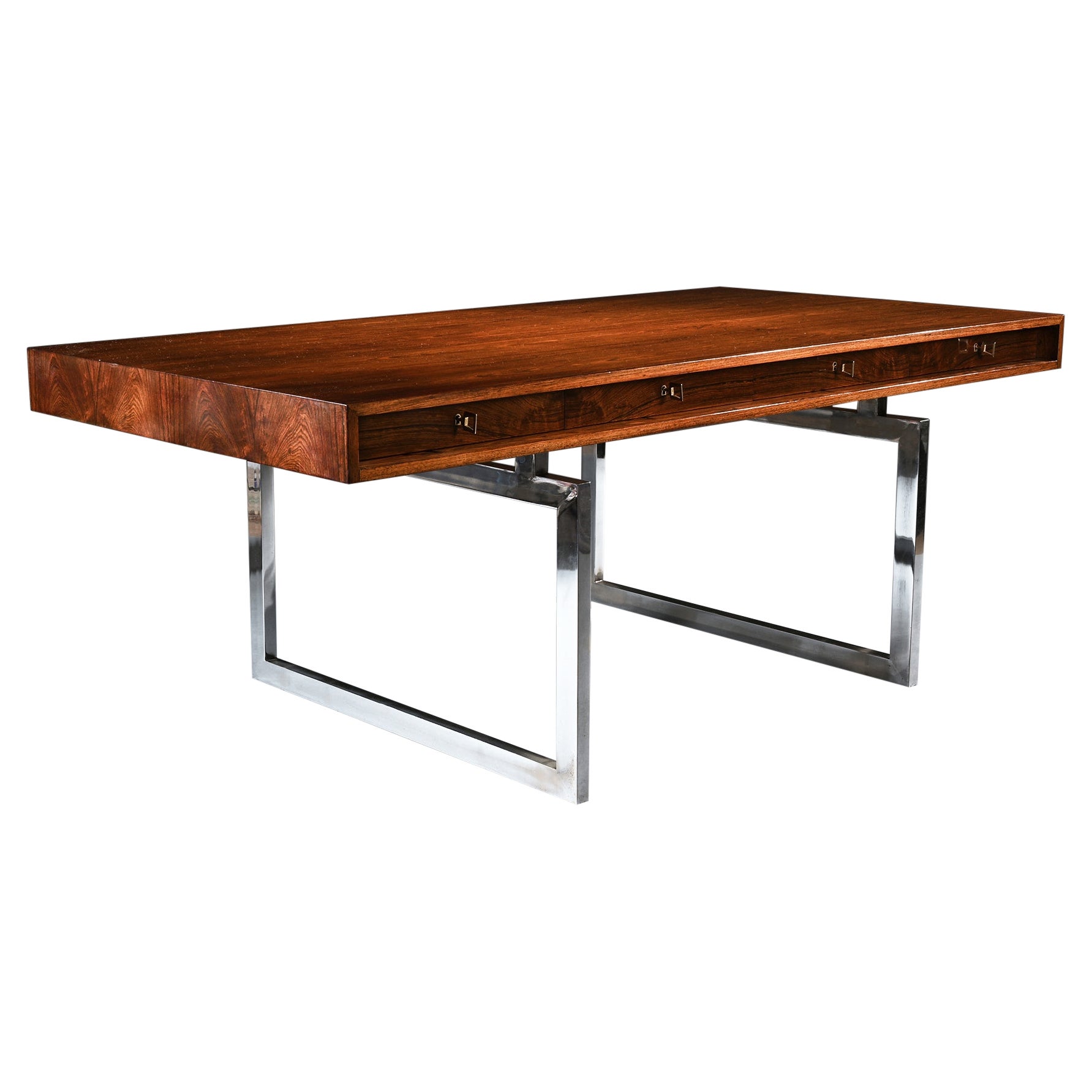 Bodil Kjaer Rosewood Writing Desk E. Pedersen & Son Denmark Mid 20th Century