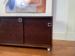 Bodil Kjaer desk cabinet/sideboard with sliding doors on castors, Denmark 1960s