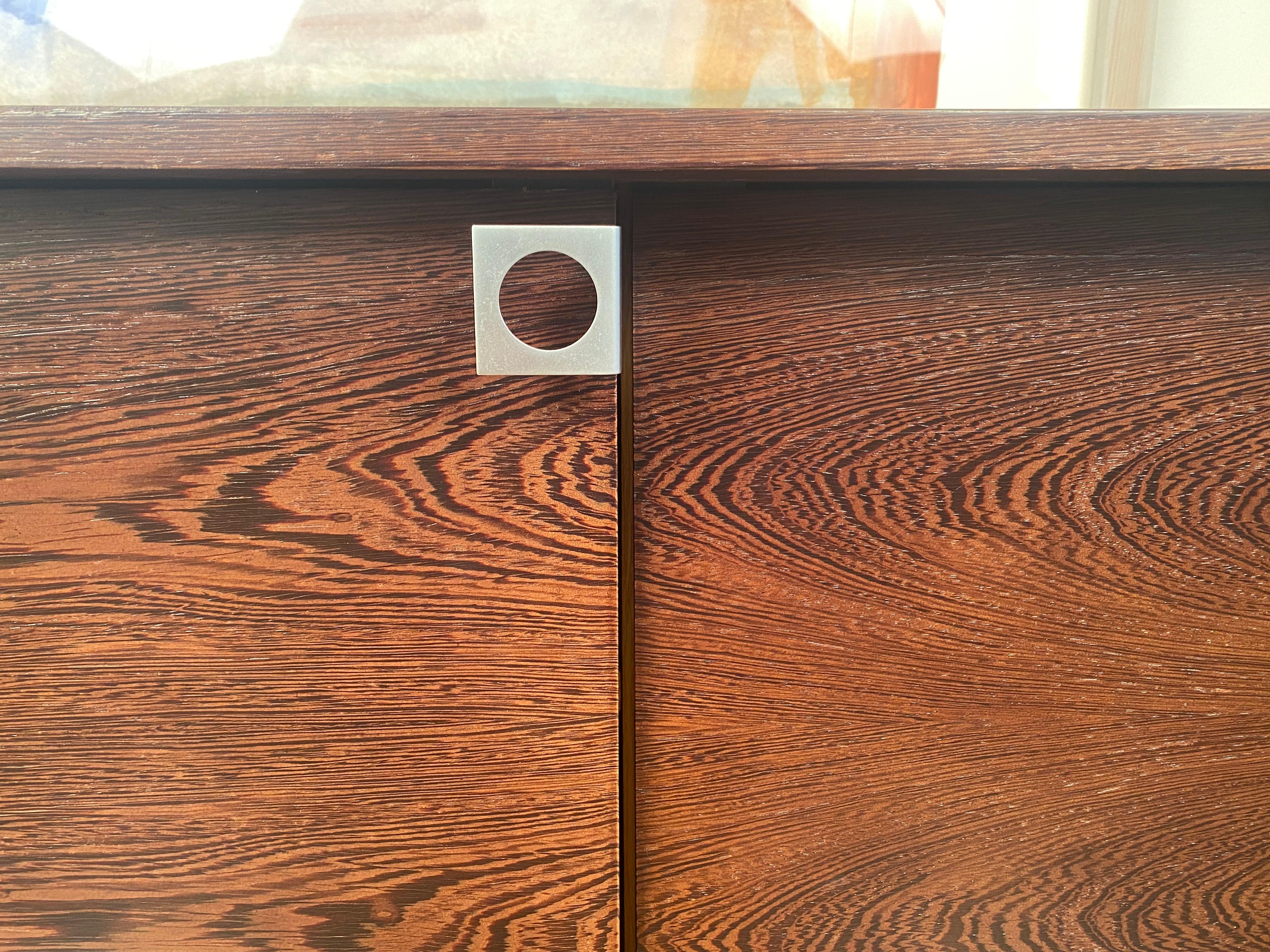 Bodil Kjaer desk cabinet/sideboard with sliding doors on castors, Denmark 1960s For Sale 2
