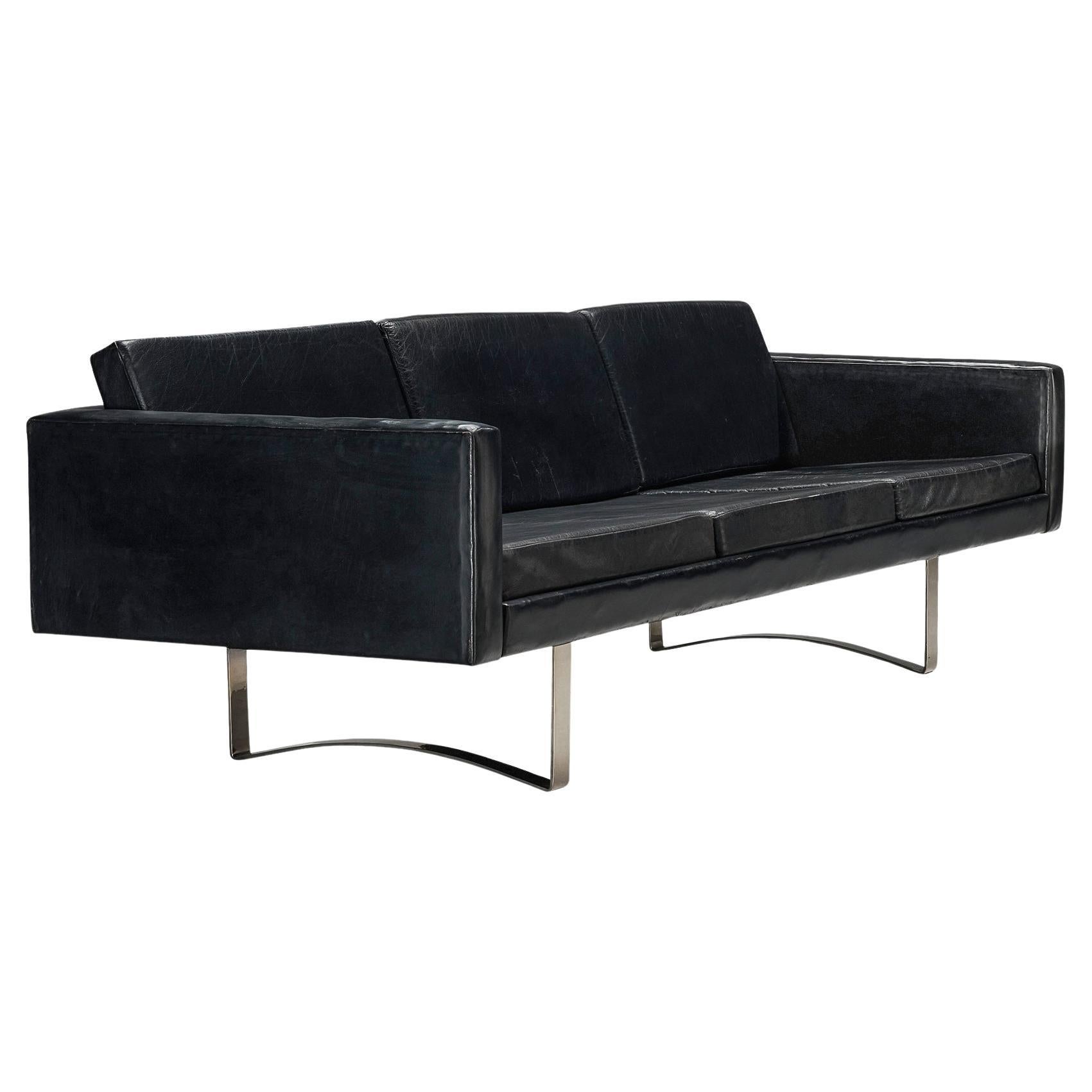 Bodil Kjaer Sofa in Black Leather and Steel