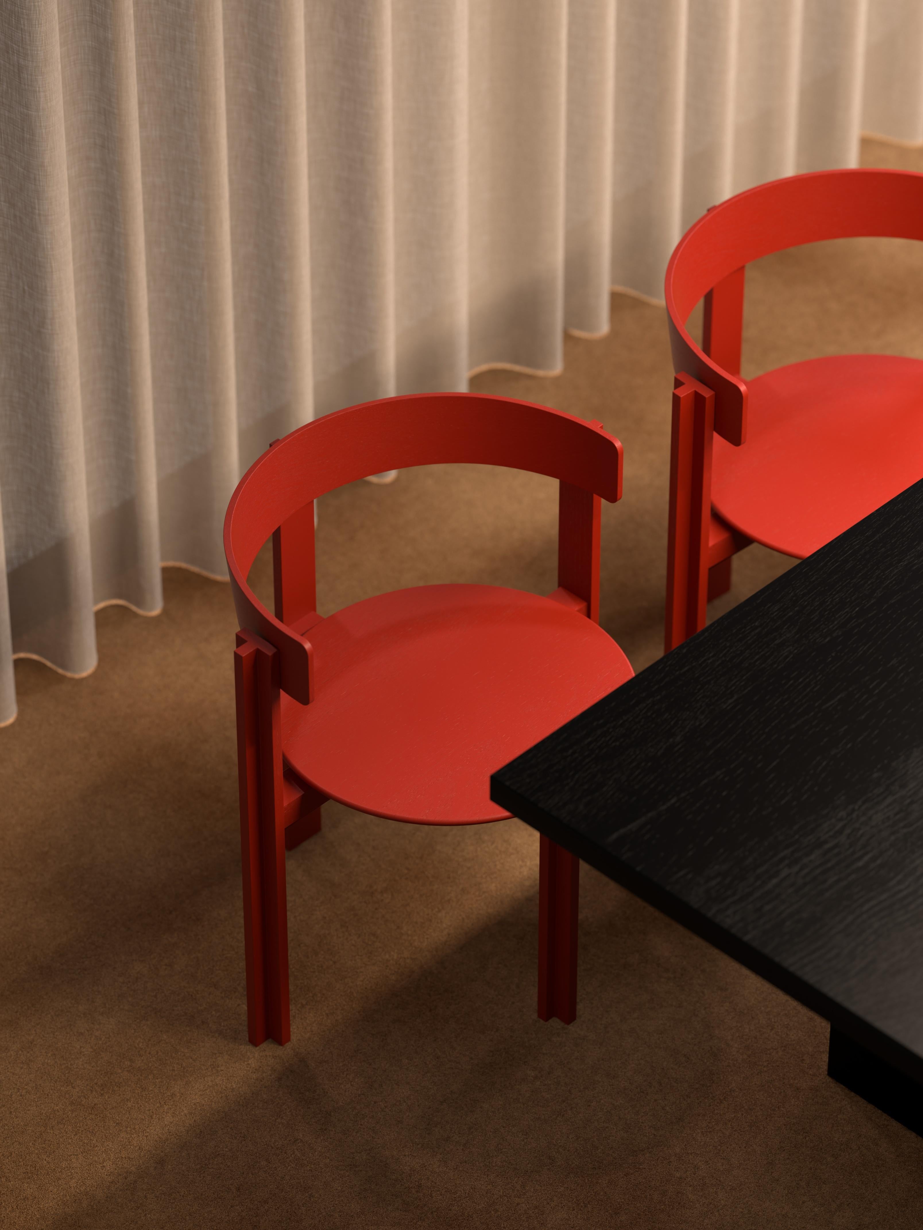Bodil Kjaers Red Painted Beech Principal Chair All Wood for Karakter In New Condition For Sale In Barcelona, Barcelona