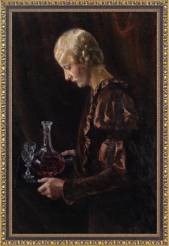 Bodil Larsen Rohweder, Portrait Of A Woman Holding A Tray