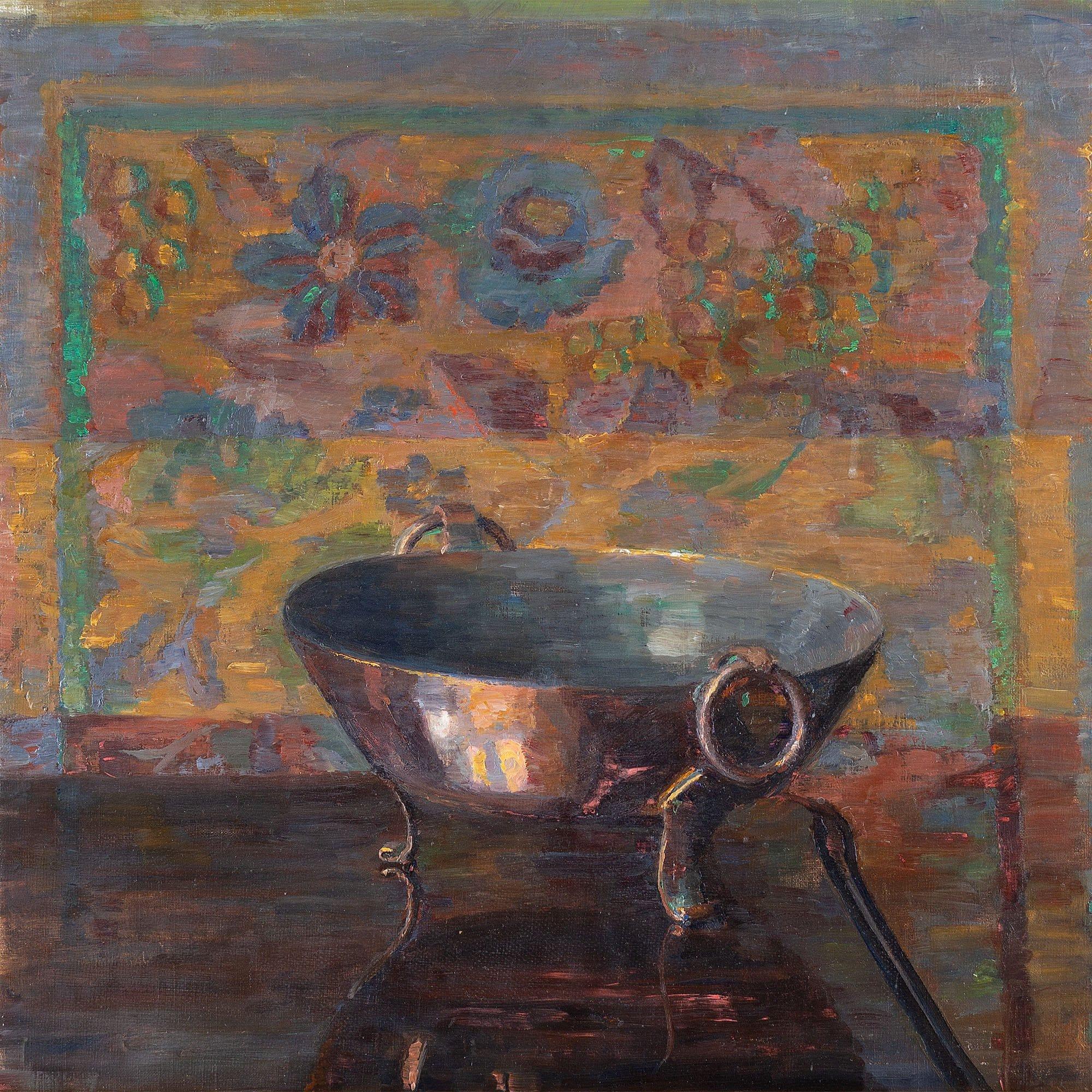 Bodil Larsen Rohweder, nature morte avec bol en cuivre, peinture à l'huile 2