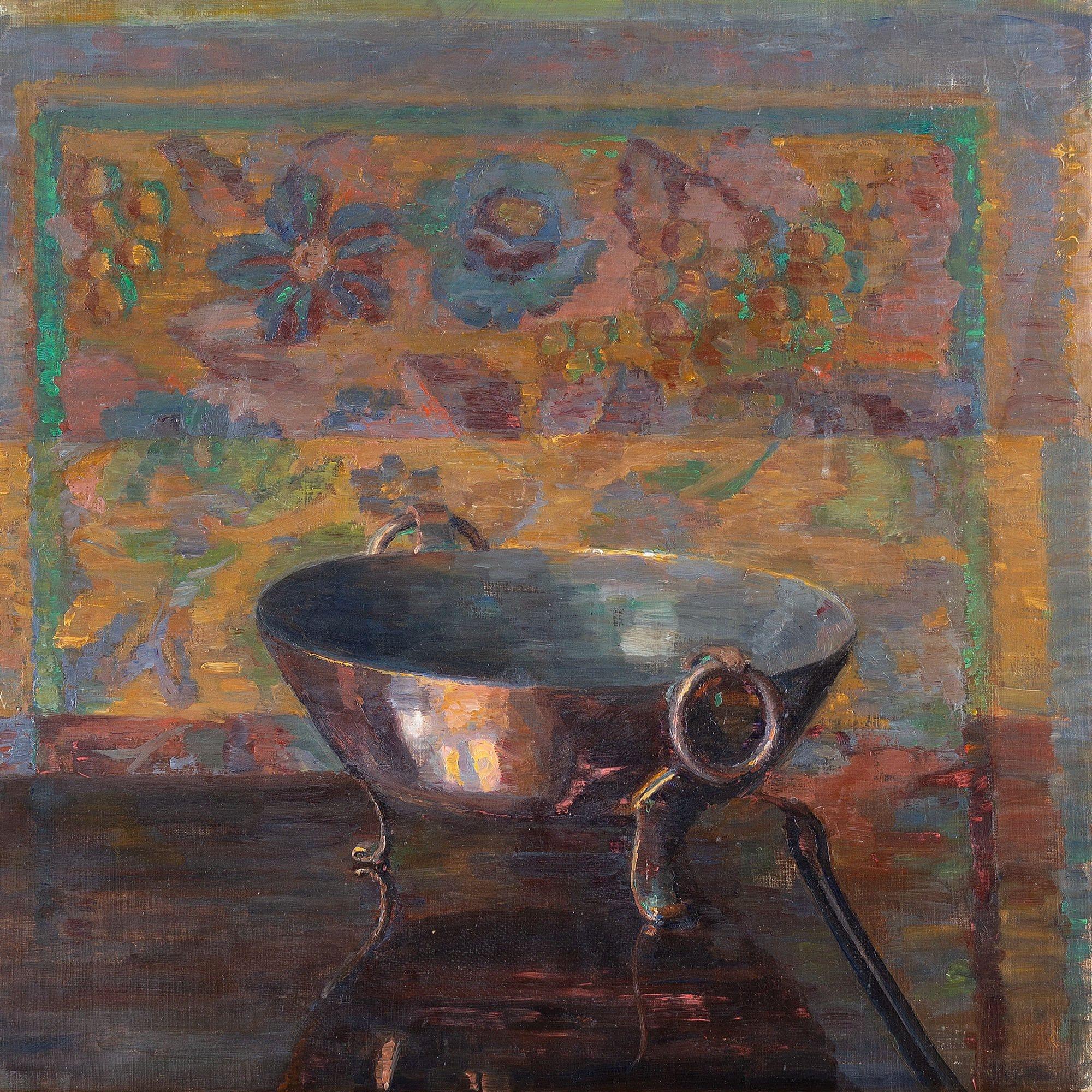 Bodil Larsen Rohweder, nature morte avec bol en cuivre, peinture à l'huile 3