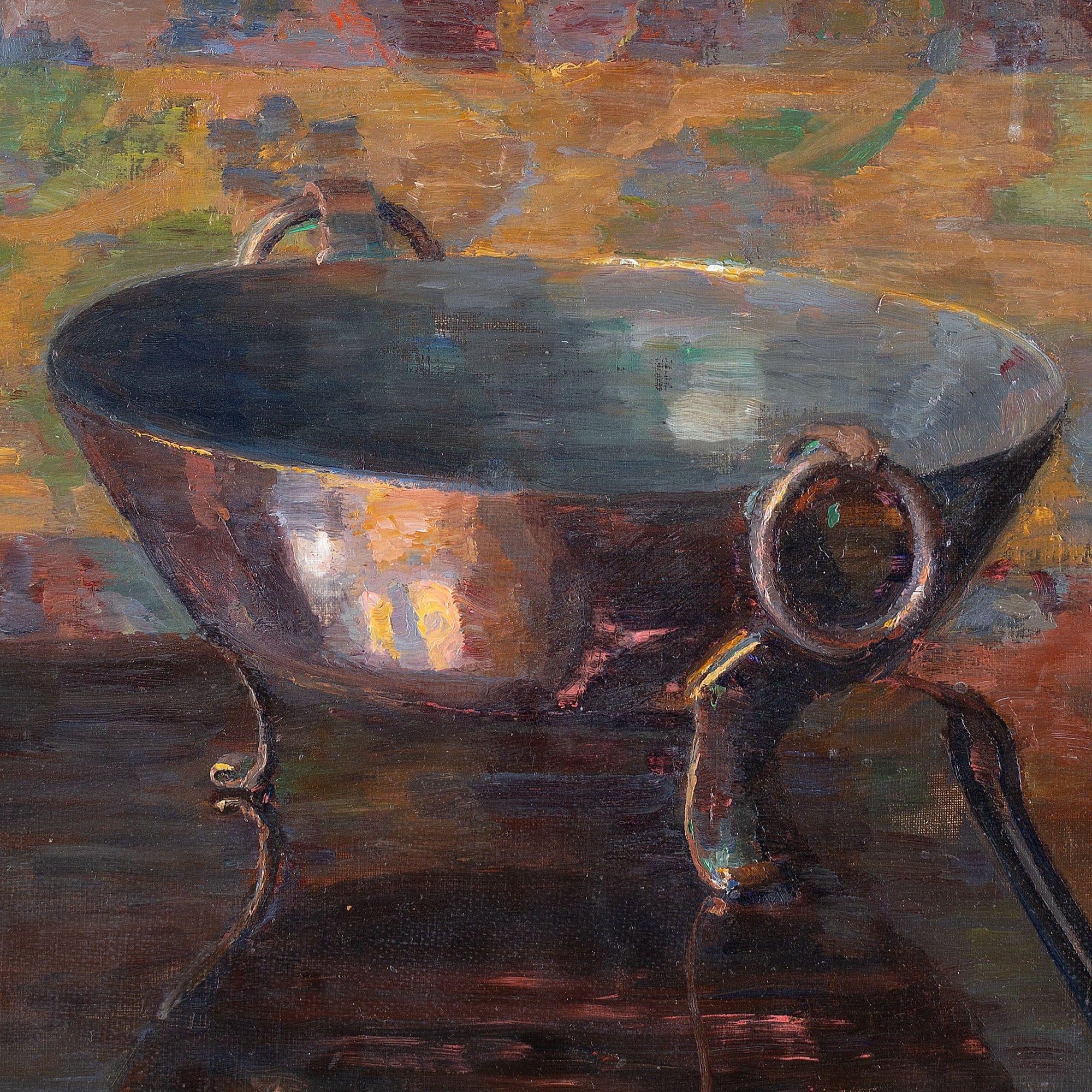 Bodil Larsen Rohweder, nature morte avec bol en cuivre, peinture à l'huile 4