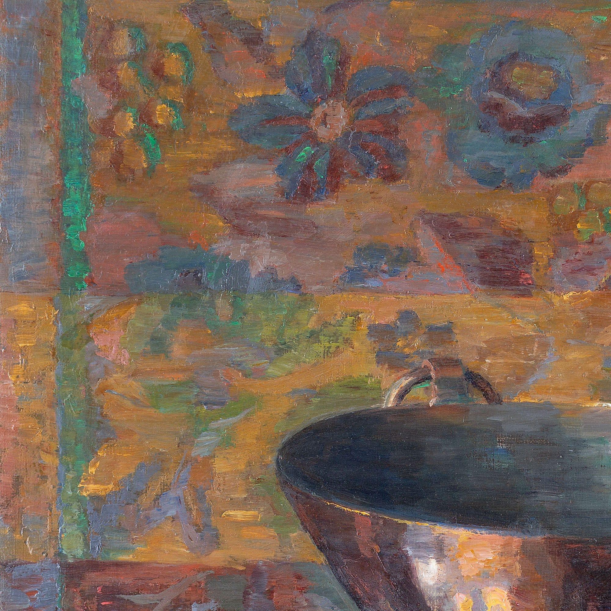 Bodil Larsen Rohweder, nature morte avec bol en cuivre, peinture à l'huile 5